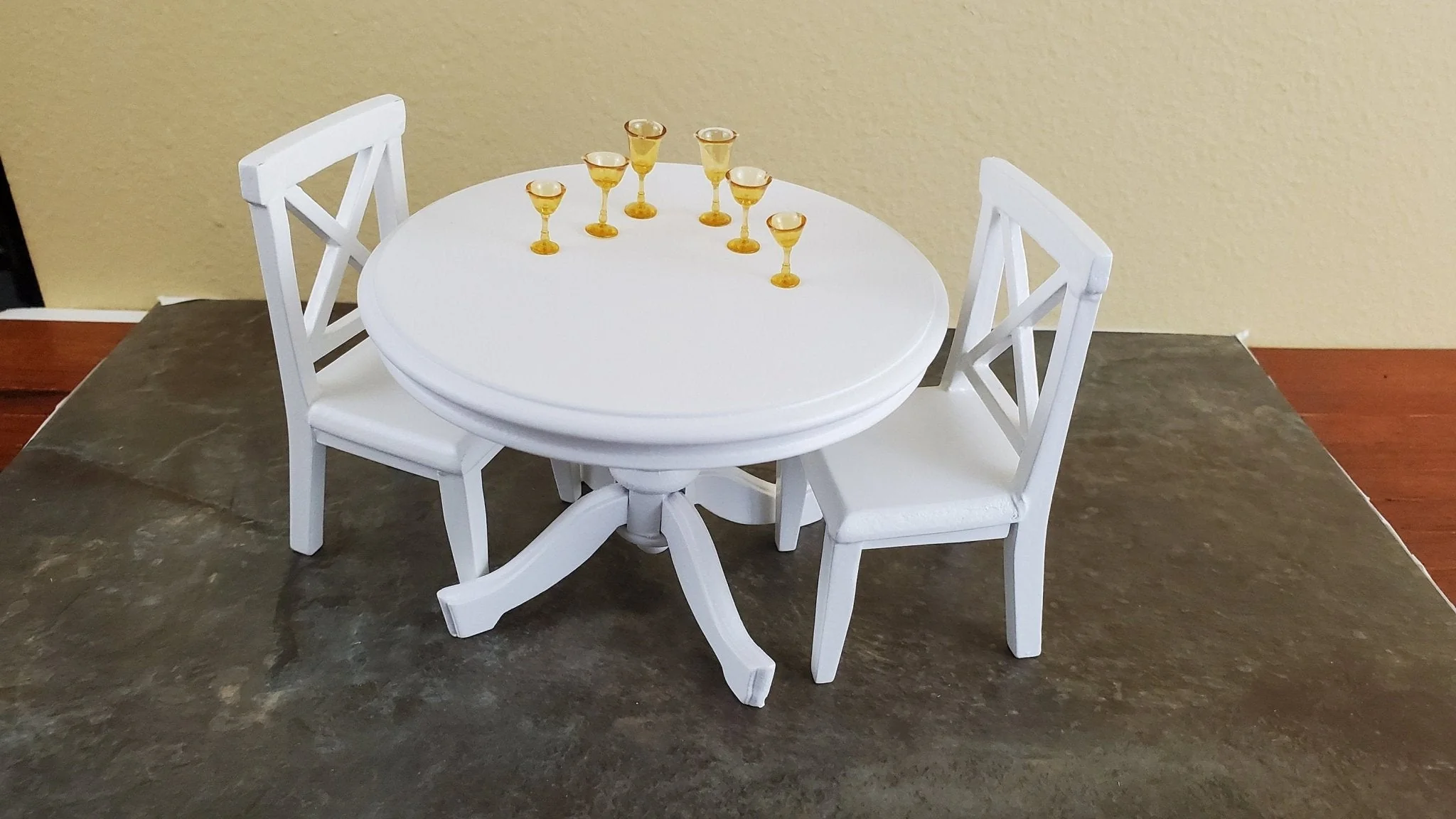 Dollhouse Miniature Stemware Amber Fancy x6 plastic 1:12 Scale Glasses Chrysnbon - Image 2