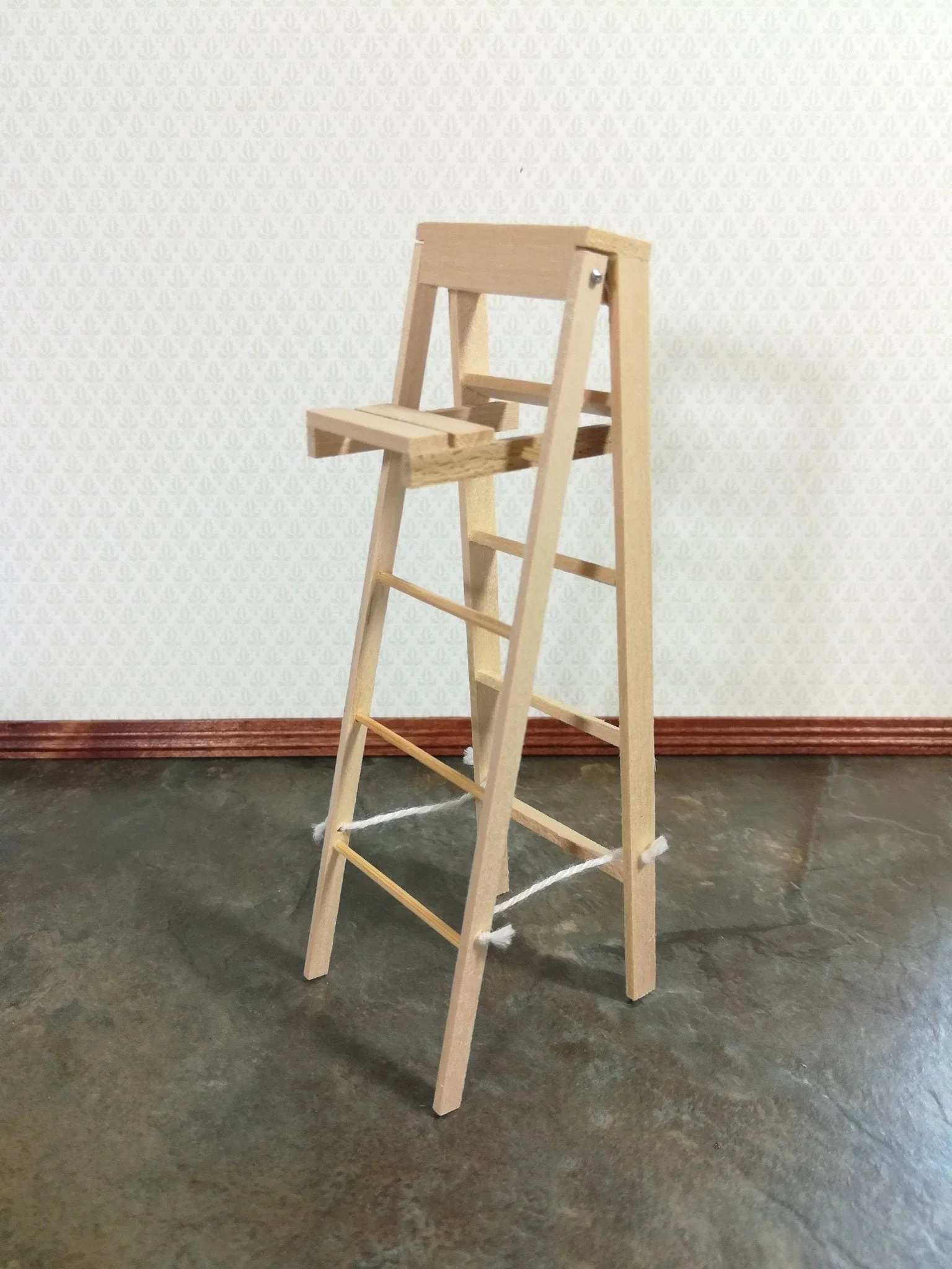 Dollhouse Miniature Step Ladder Tall Wood DIY 1:12 Scale Unfinished - Image 2