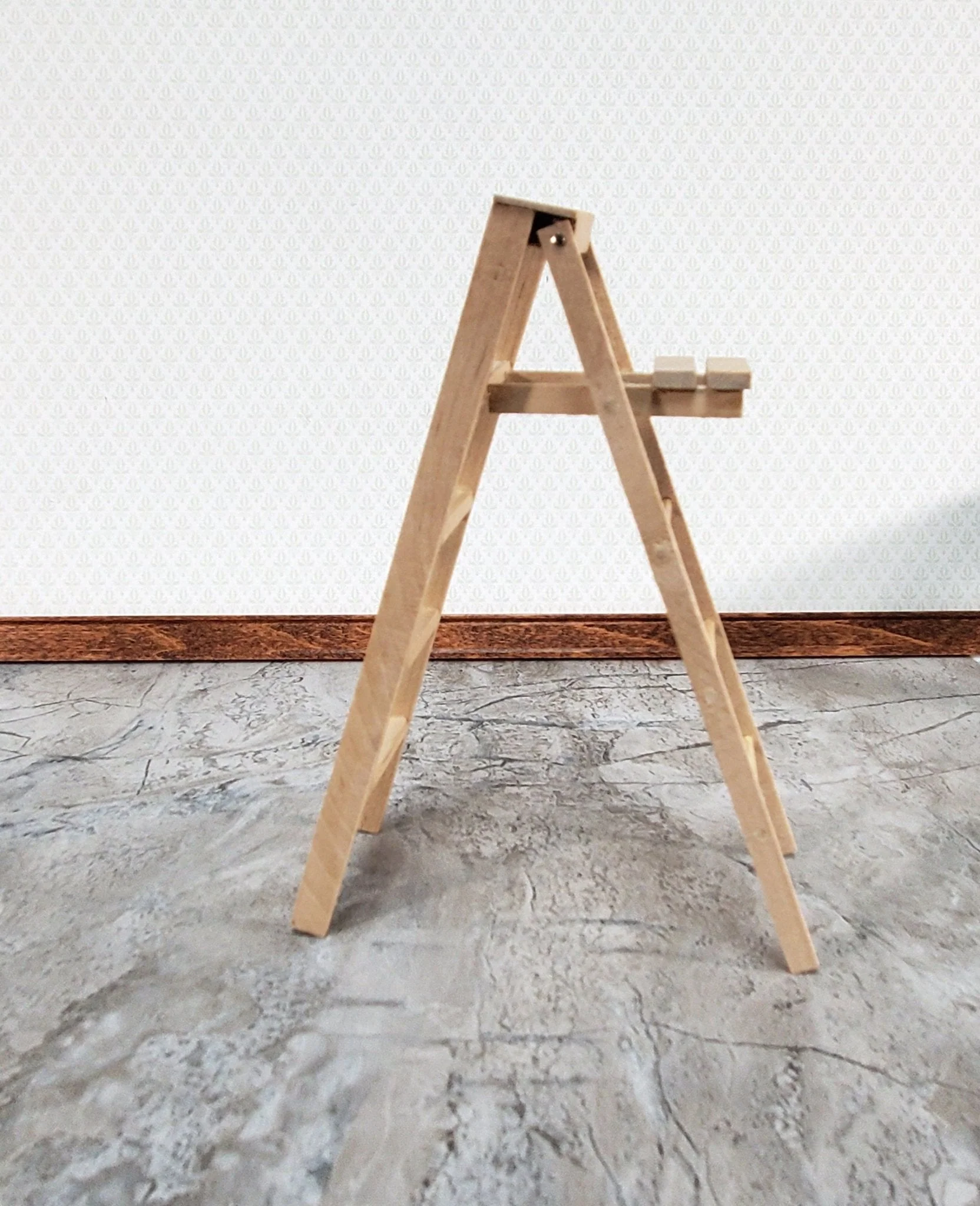 Dollhouse Miniature Step Ladder Tall Wood Folds DIY 1:12 Scale Unpainted Wood - Image 3