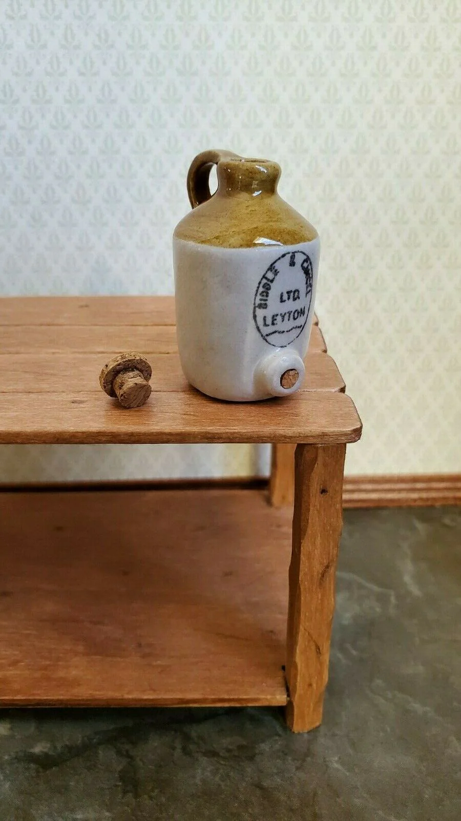 Dollhouse Miniature Stoneware Crock Jug with Tap & Cork 1:12 Scale Handmade 35mm - Image 2