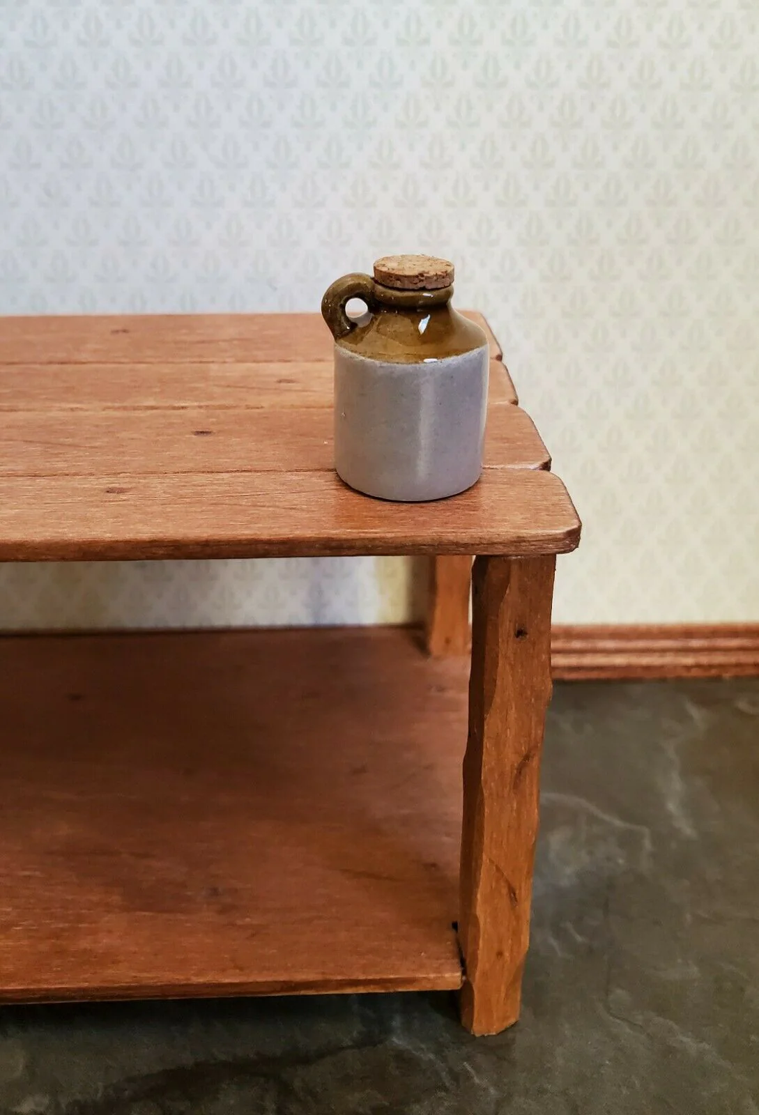 Dollhouse Miniature Stoneware Jug Cork Demijohn Crock 1:12 Scale Handmade 20mm