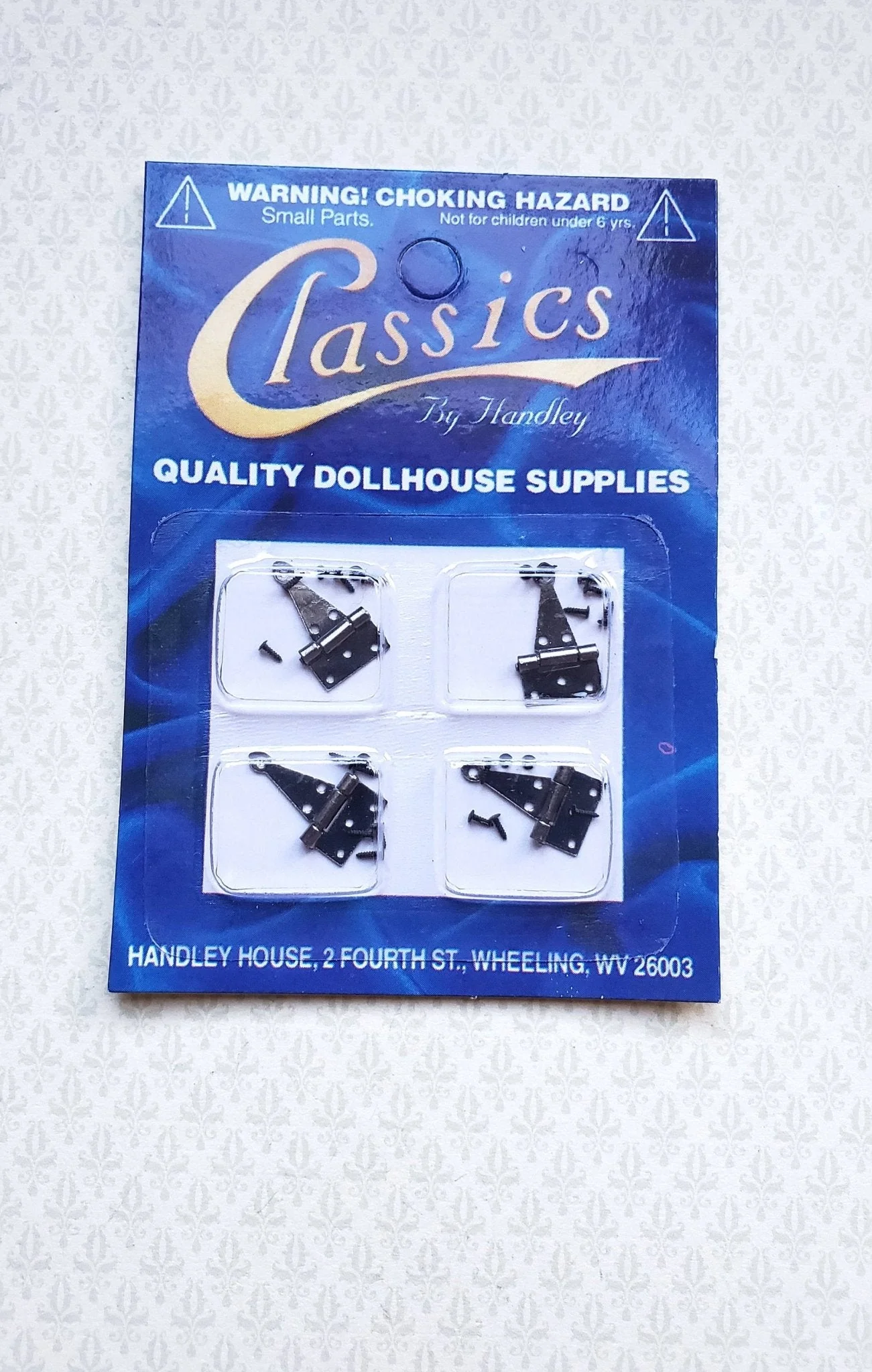Dollhouse Miniature T Hinges Working x4 Pewter 1:12 Scale Includes Nails