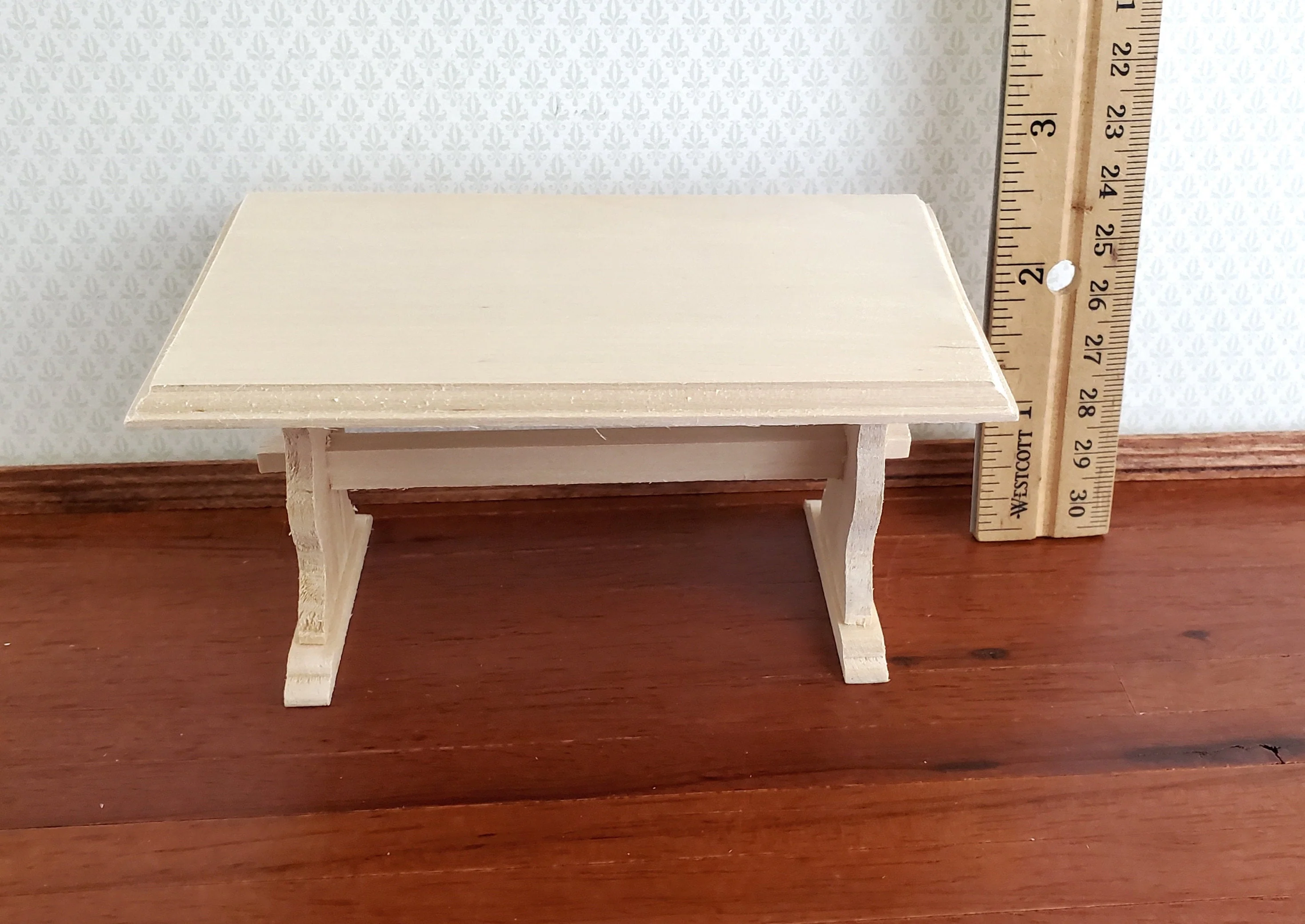 Dollhouse Miniature Table Country Kitchen or Dining Room 1:12 Scale Furniture Unpainted - Image 4