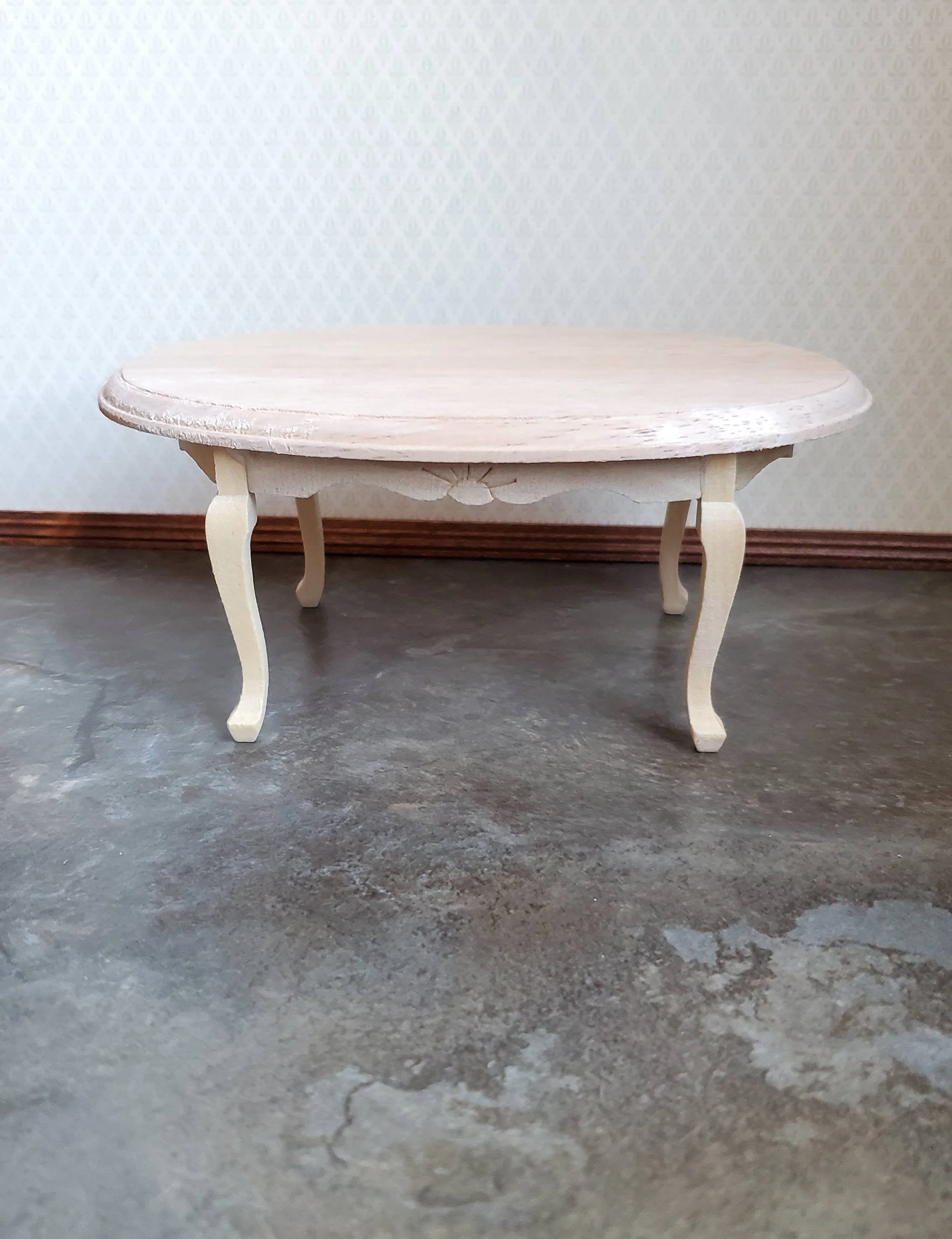 Dollhouse Miniature Table Oval Dining Room Unfinished 1:12 Scale 6" - Image 2