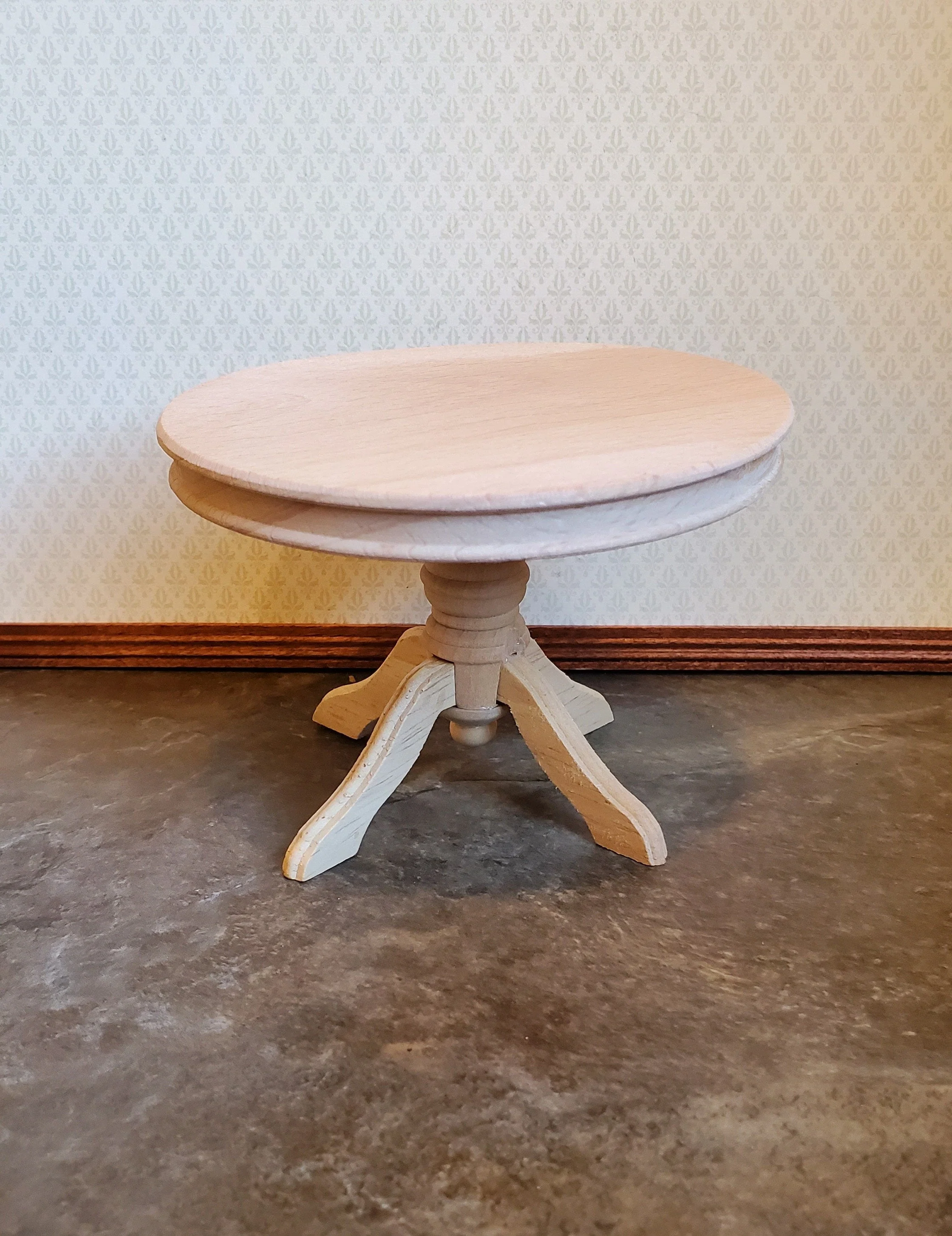 Dollhouse Miniature Table Round Pedestal Unfinished 1:12 Scale Kitchen Dining Room