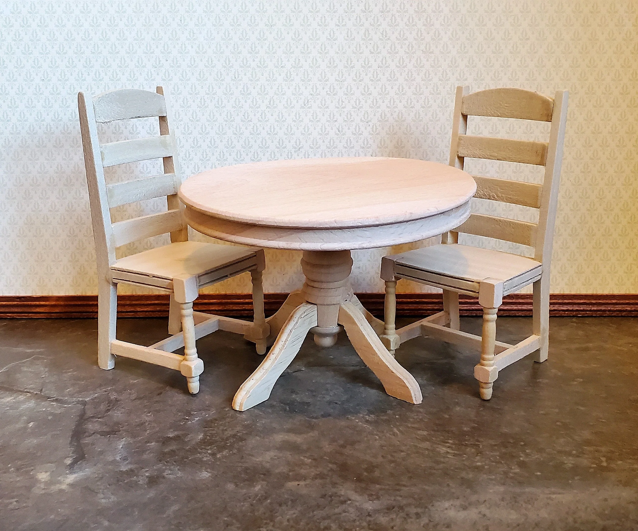 Dollhouse Miniature Table Round Pedestal Unfinished 1:12 Scale Kitchen Dining Room - Image 2