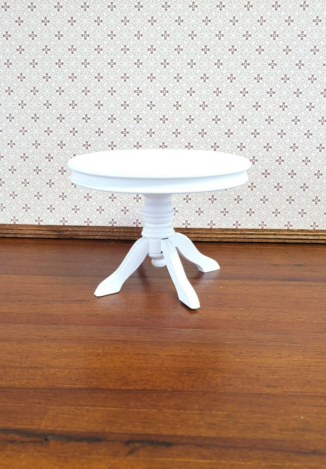 Dollhouse Miniature Table Round Pedestal White Finish 1:12 Scale Kitchen Dining