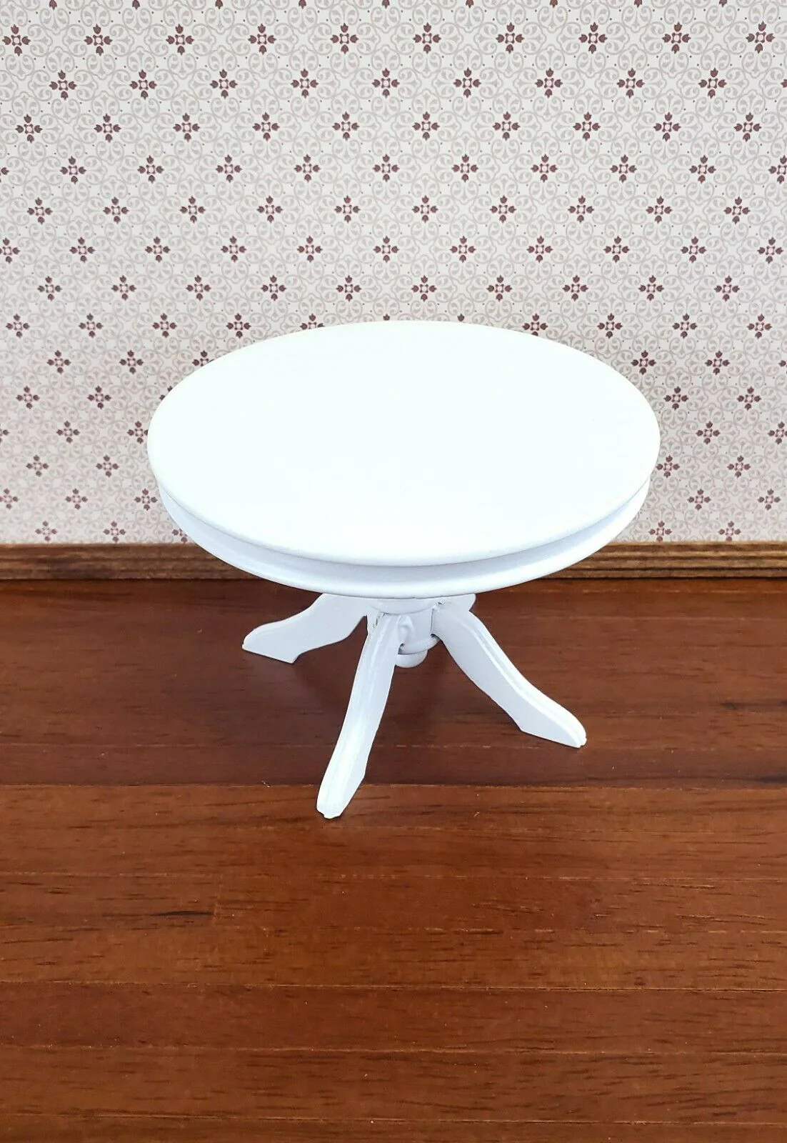 Dollhouse Miniature Table Round Pedestal White Finish 1:12 Scale Kitchen Dining - Image 4
