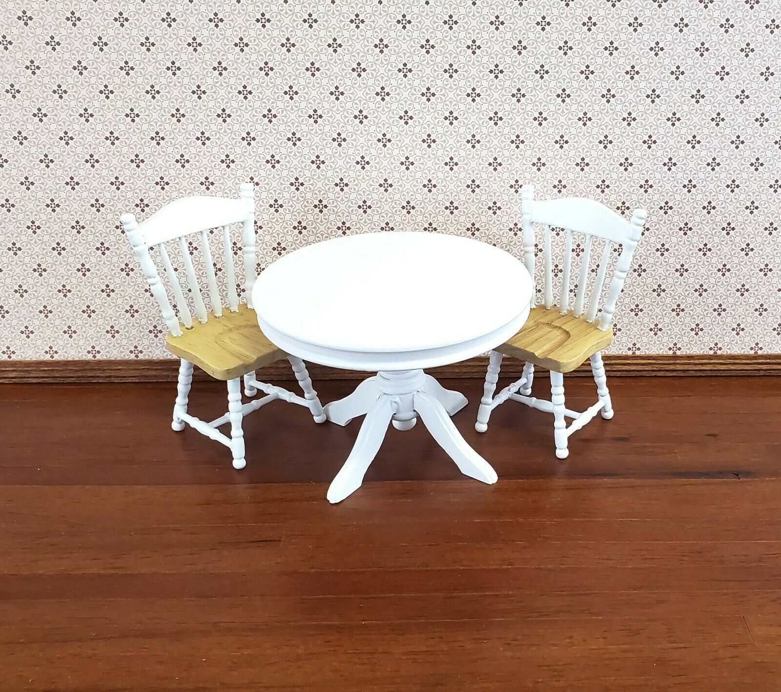 Dollhouse Miniature Table Round Pedestal White Finish 1:12 Scale Kitchen Dining - Image 5