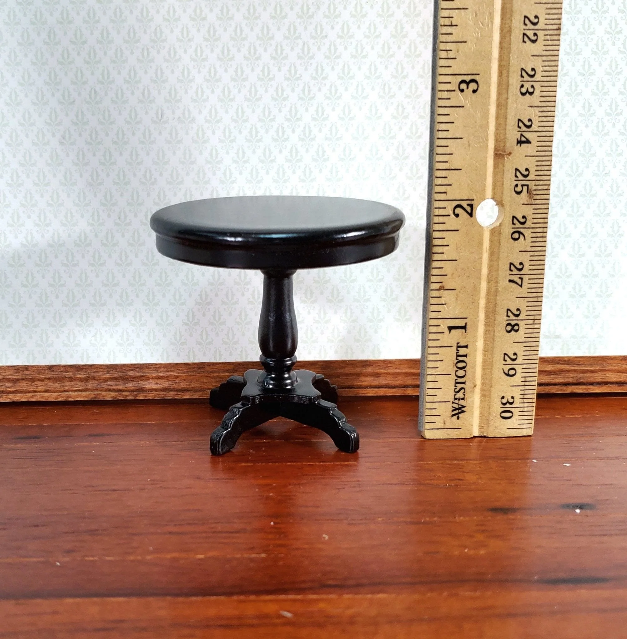 Dollhouse Miniature Table Small Round Side or End Table Black Finish 1:12 Scale Furniture - Image 4