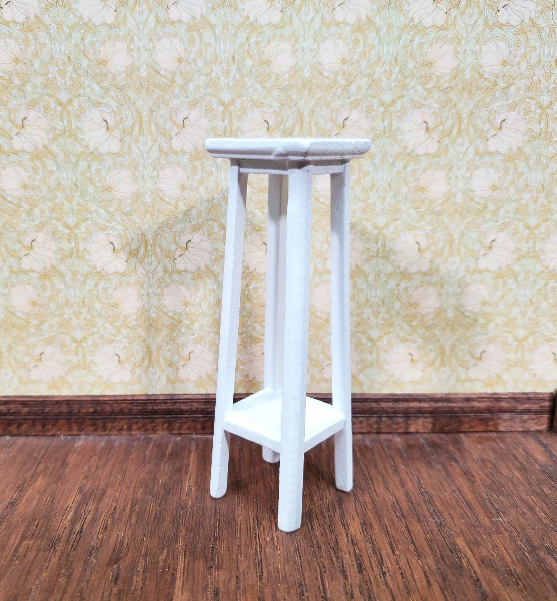 Dollhouse Miniature Tall Fern or Plant Stand Wood White 1:12 Scale Furniture