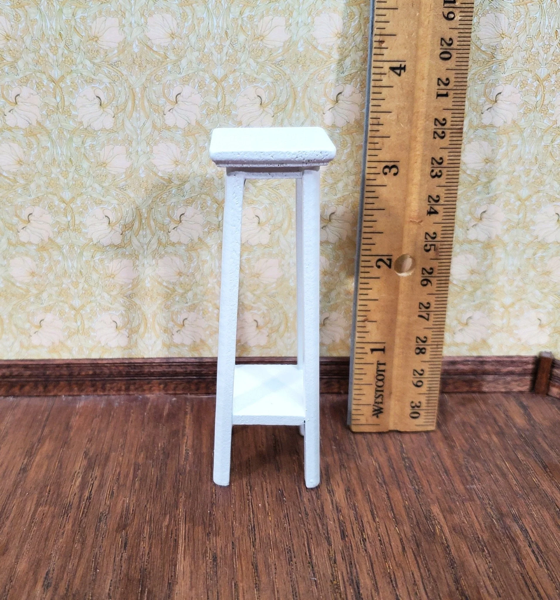 Dollhouse Miniature Tall Fern or Plant Stand Wood White 1:12 Scale Furniture - Image 4