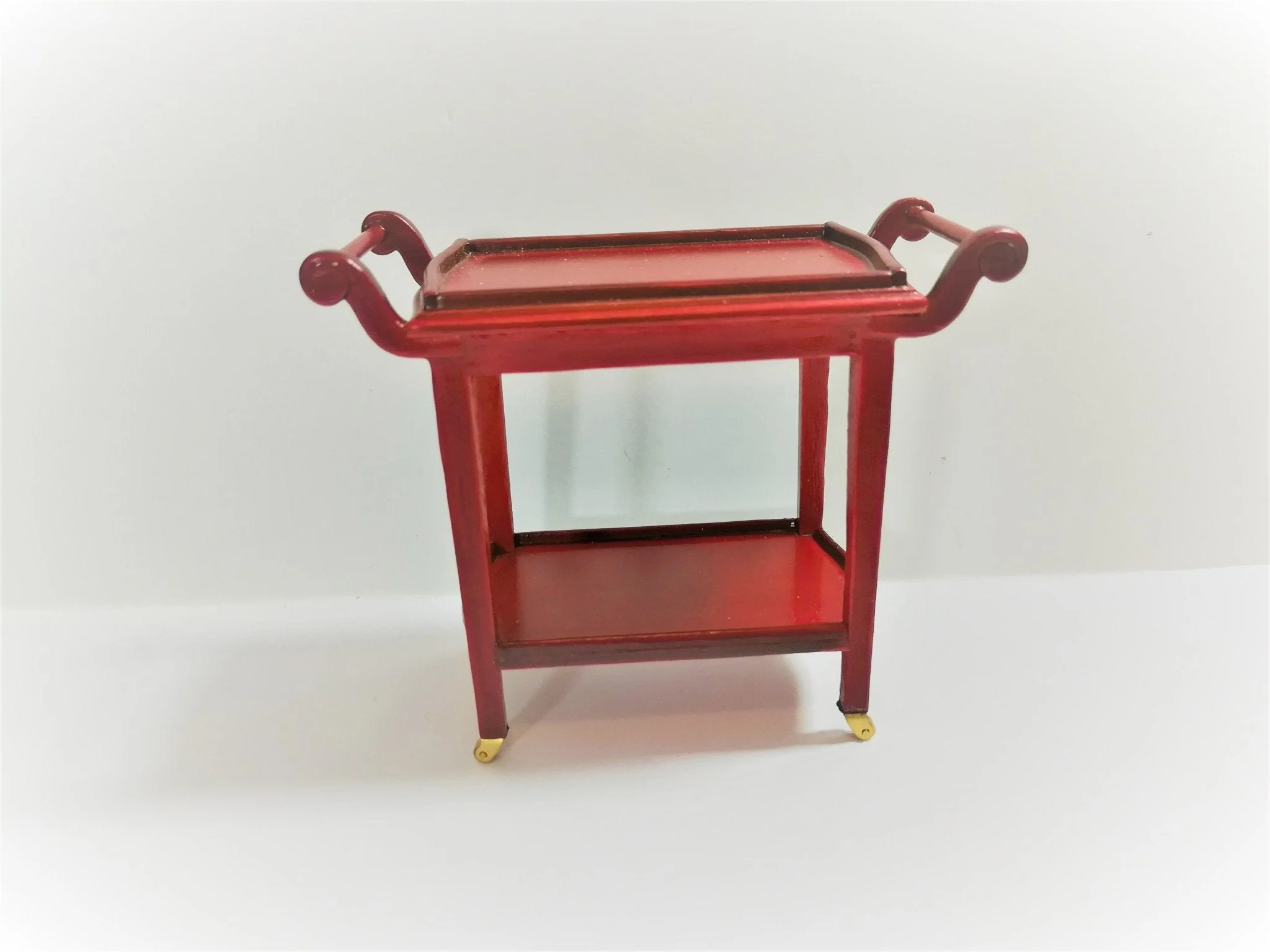 Dollhouse Miniature Tea Cart Two Tiered Serving Trolley for Tea or Food 1:12 Scale