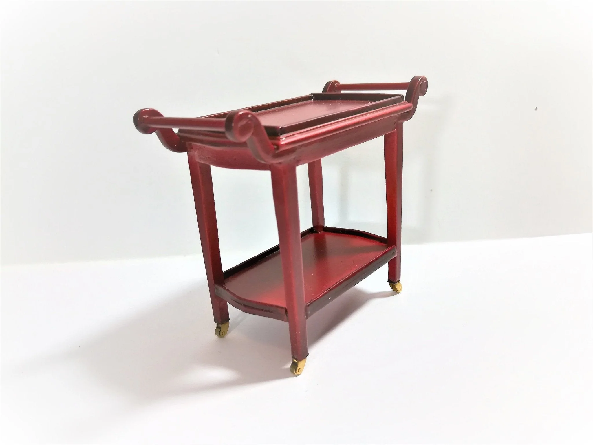 Dollhouse Miniature Tea Cart Two Tiered Serving Trolley for Tea or Food 1:12 Scale - Image 2