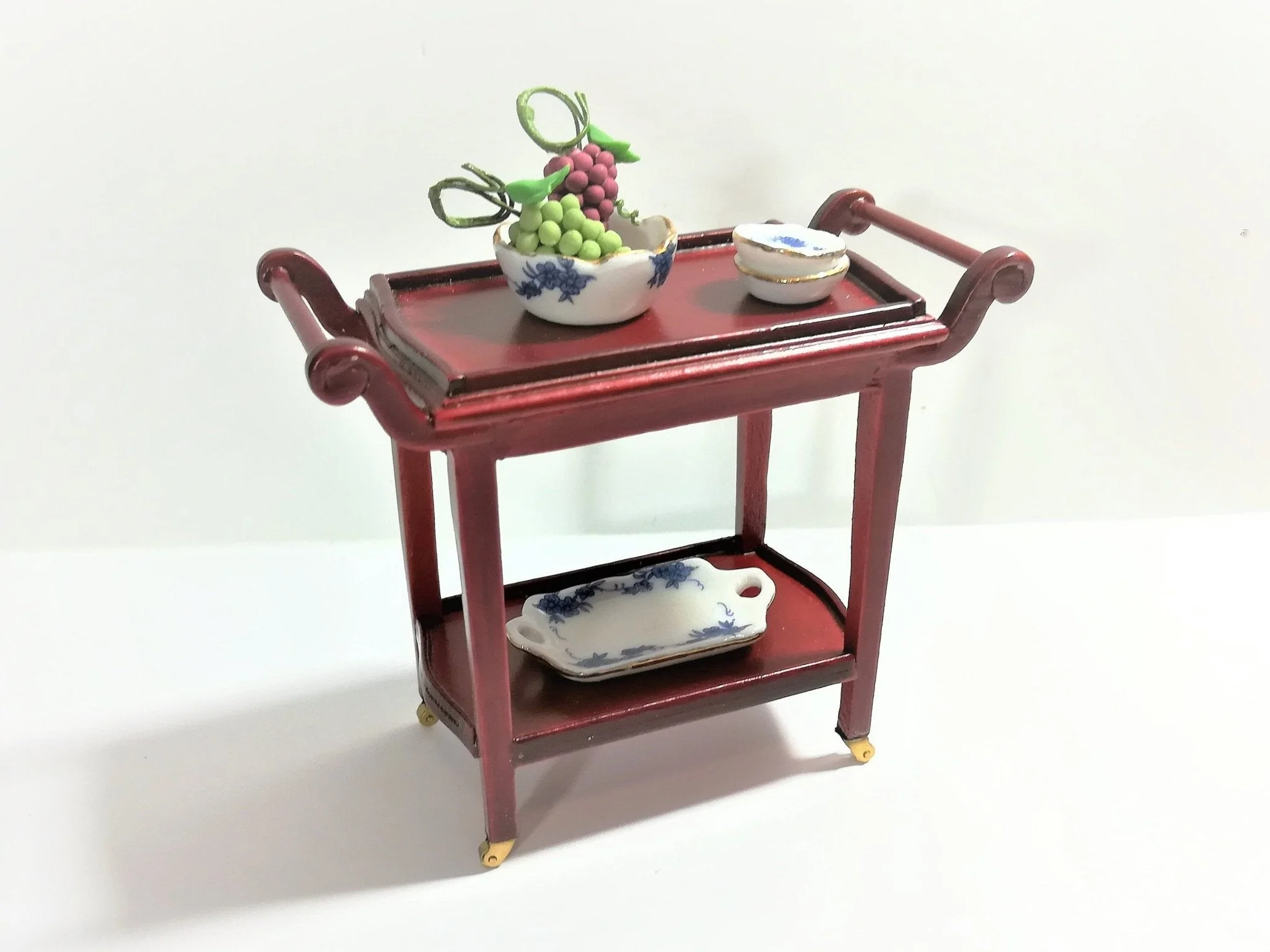 Dollhouse Miniature Tea Cart Two Tiered Serving Trolley for Tea or Food 1:12 Scale - Image 4