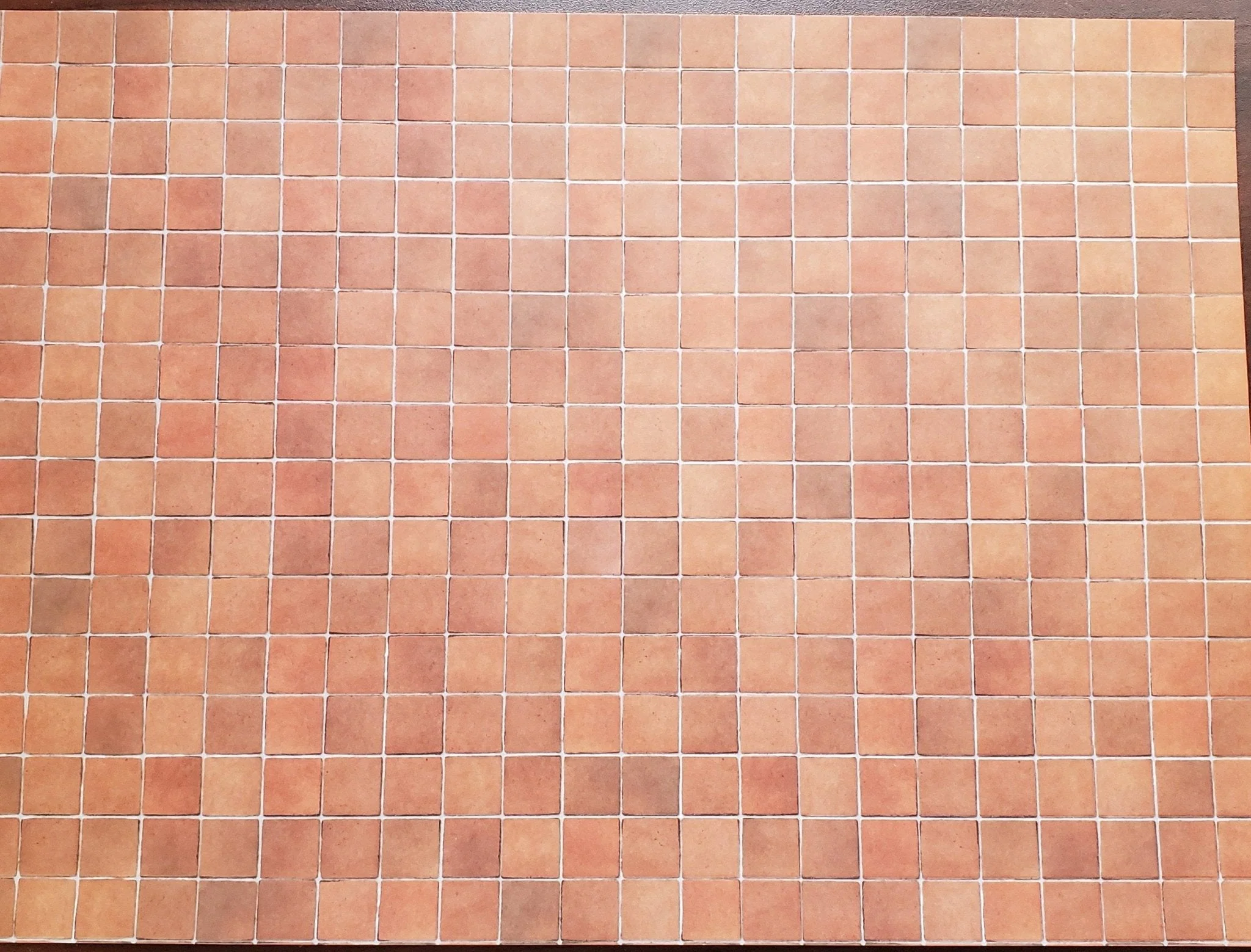 Dollhouse Miniature Terra Cotta Tile Square Embossed Card 1:12 Scale Flooring