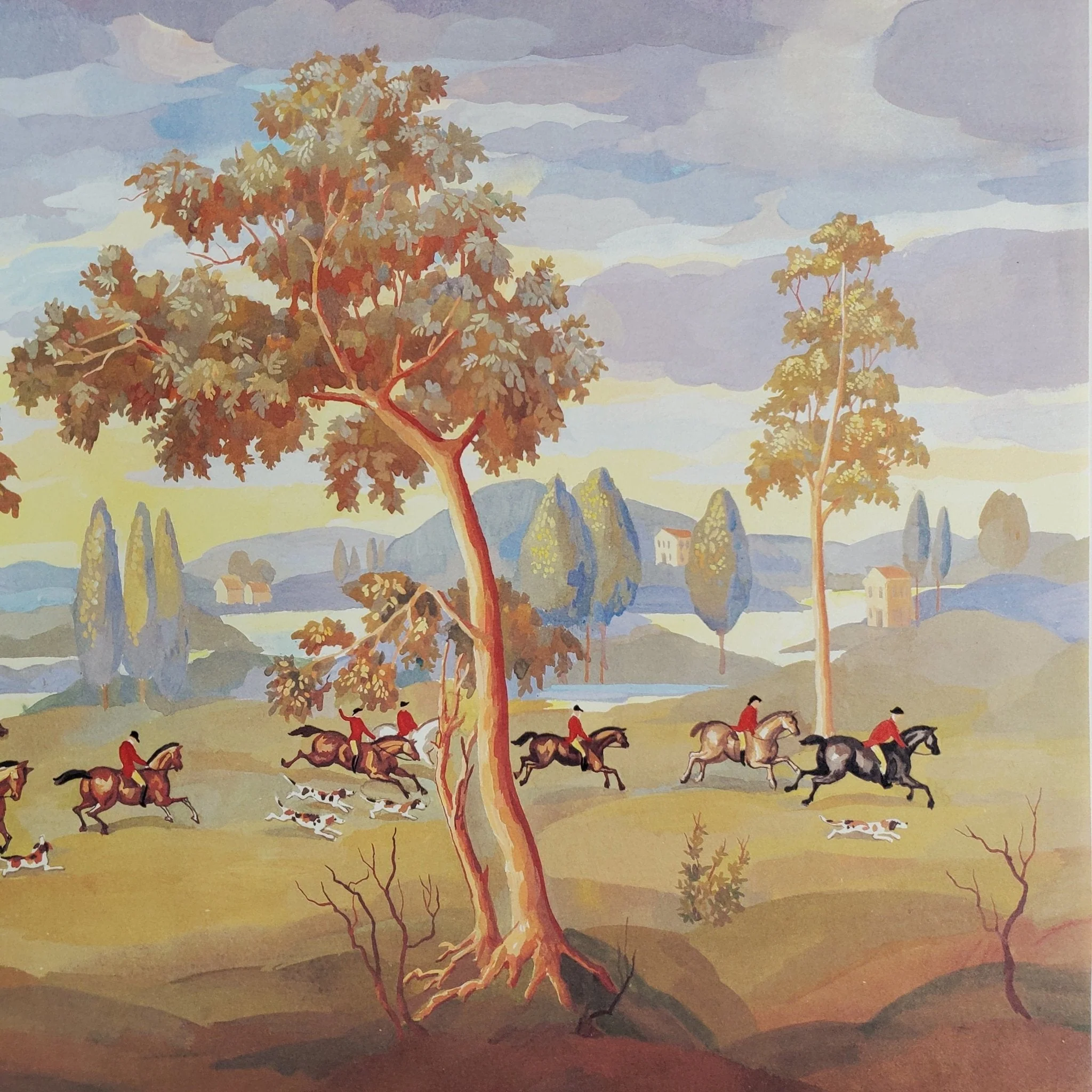 Dollhouse Wallpaper The Hunt Mural MiniGraphics 1:12 Scale Horses & Dogs - Image 2