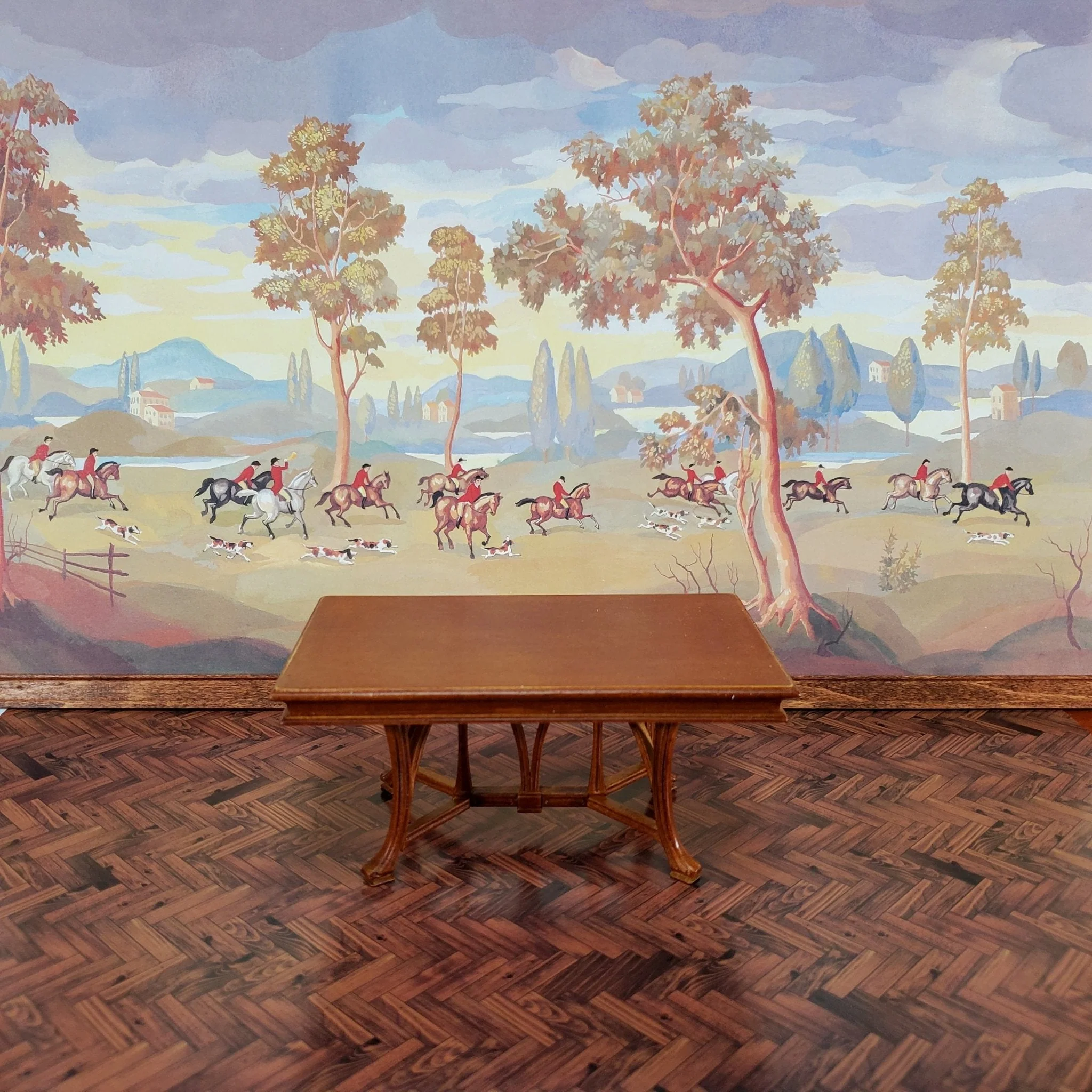 Dollhouse Wallpaper The Hunt Mural MiniGraphics 1:12 Scale Horses & Dogs - Image 3
