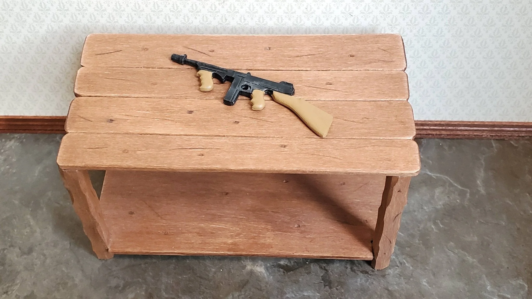 Dollhouse Miniature Thompson Submachine Gun Tommy Gun 1:12 Scale Painted Metal - Image 3