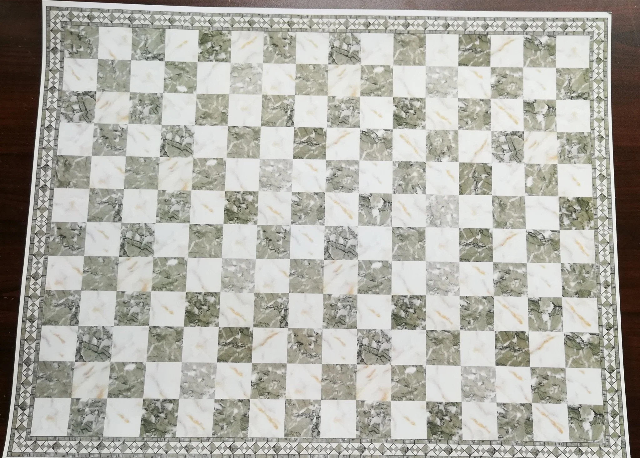 Dollhouse Miniature Tile Floor Gray Brown & White Marble with Border 1:12 Scale