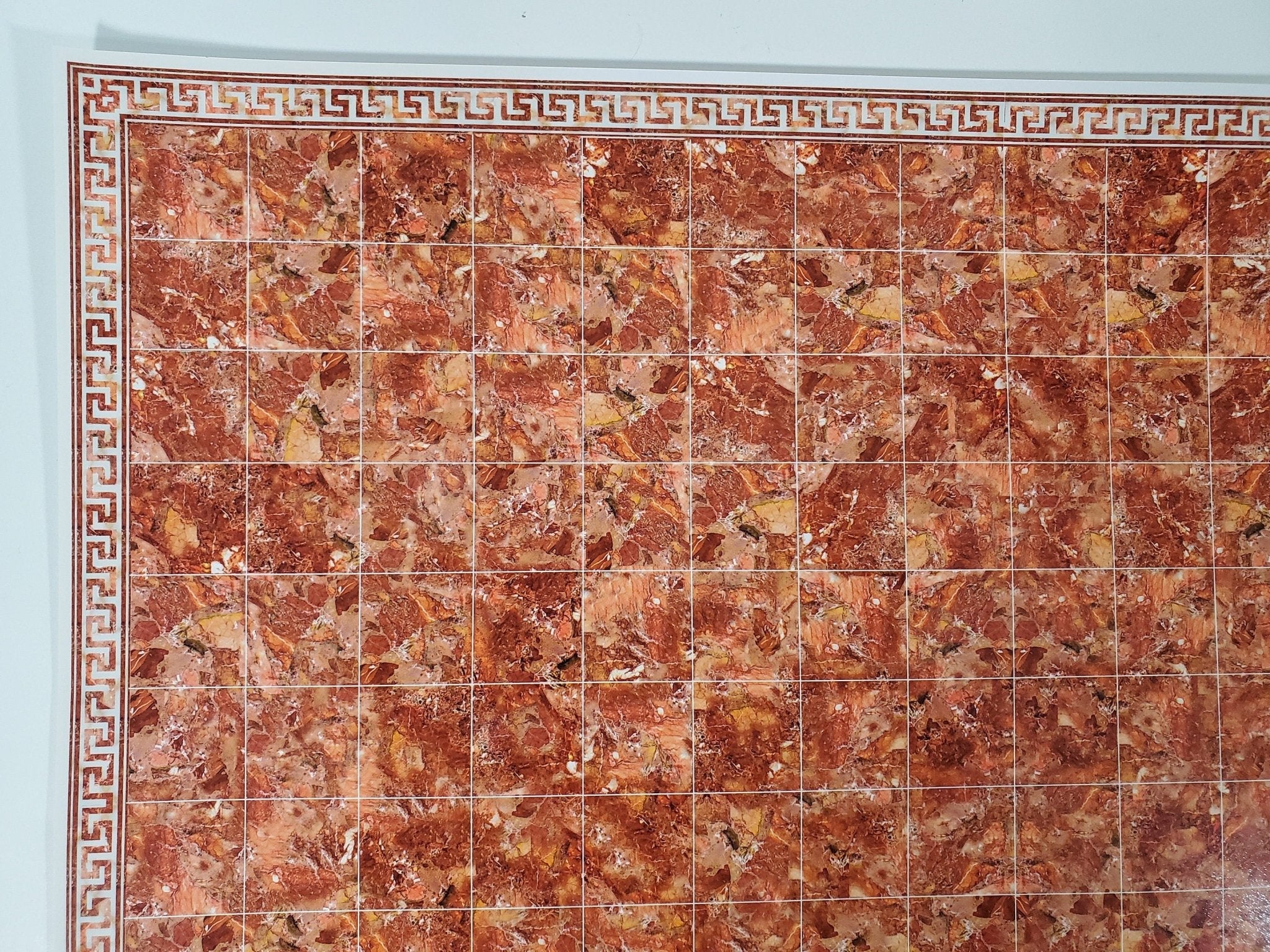 Dollhouse Miniature Tile Floor Marble Dark Rusty Pink with Border 1:12 Scale