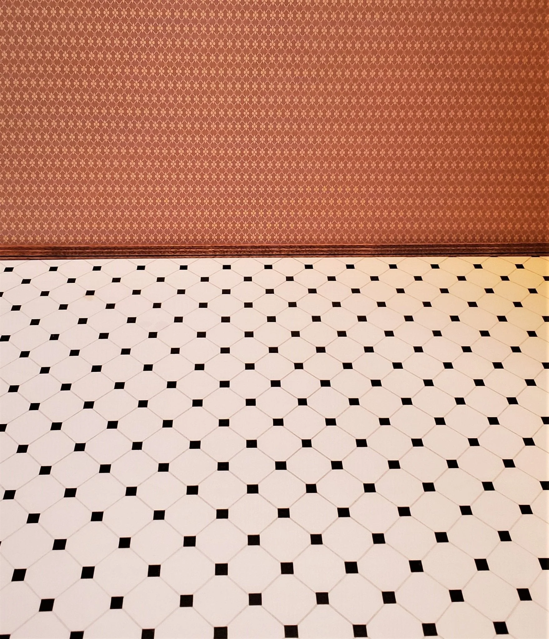 Dollhouse Miniature Tile Floor White with Black Diamonds Glossy Sheet 1:12 Scale - Image 3