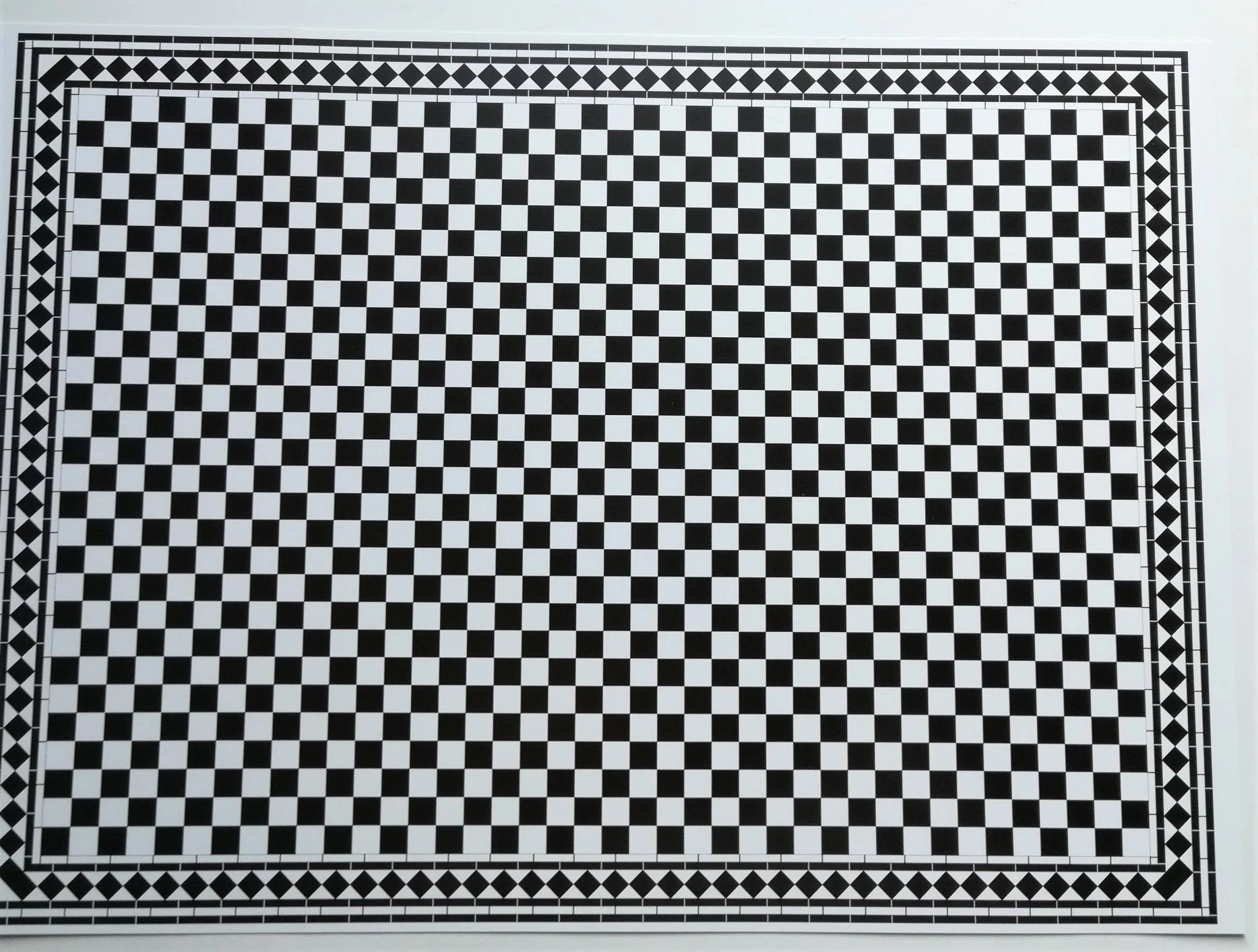 Dollhouse Miniature Tile Flooring Black & White Checked Diamonds Squares 1:12 Scale - Image 2