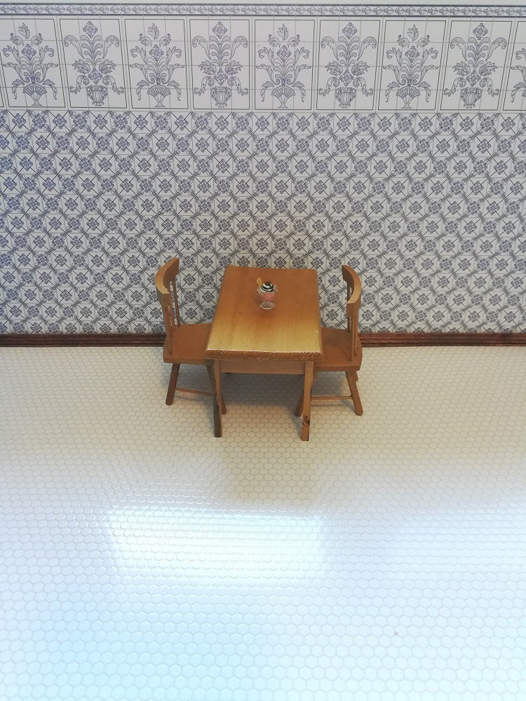 Dollhouse Miniature Tile Flooring Faux White Hexagon Textured 1:12 Scale for Kitchen or Bathroom - Image 5