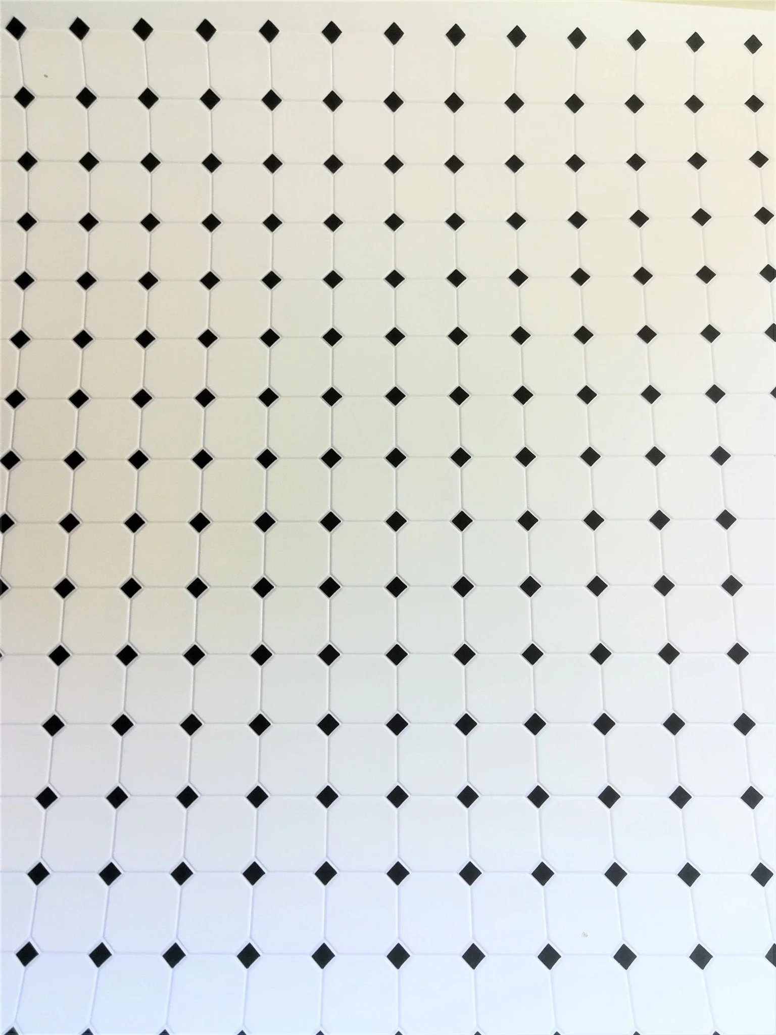 Dollhouse Miniature Tile Flooring White with Black Diamonds Embossed 1:12 Scale for Kitchen or Bathroom