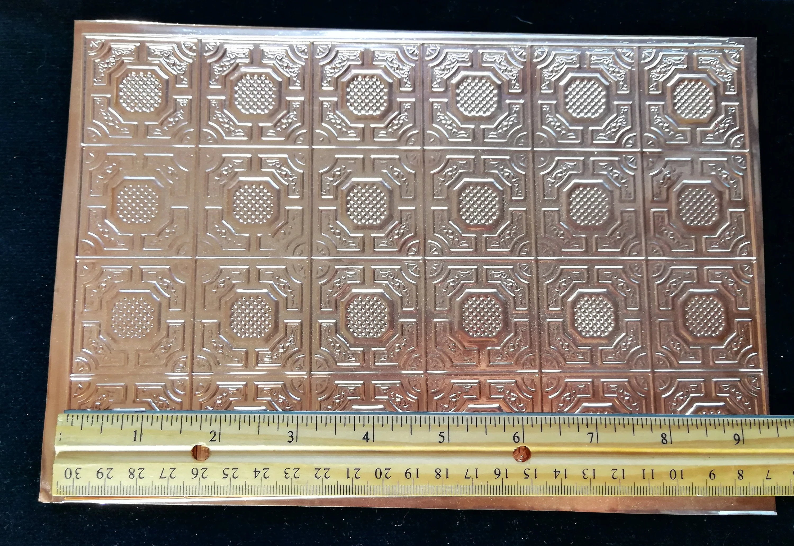 Dollhouse Miniature Tin Ceiling Embossed Real Copper 1:12 Scale 9.5" x 6.25" World Model Spain - Image 2
