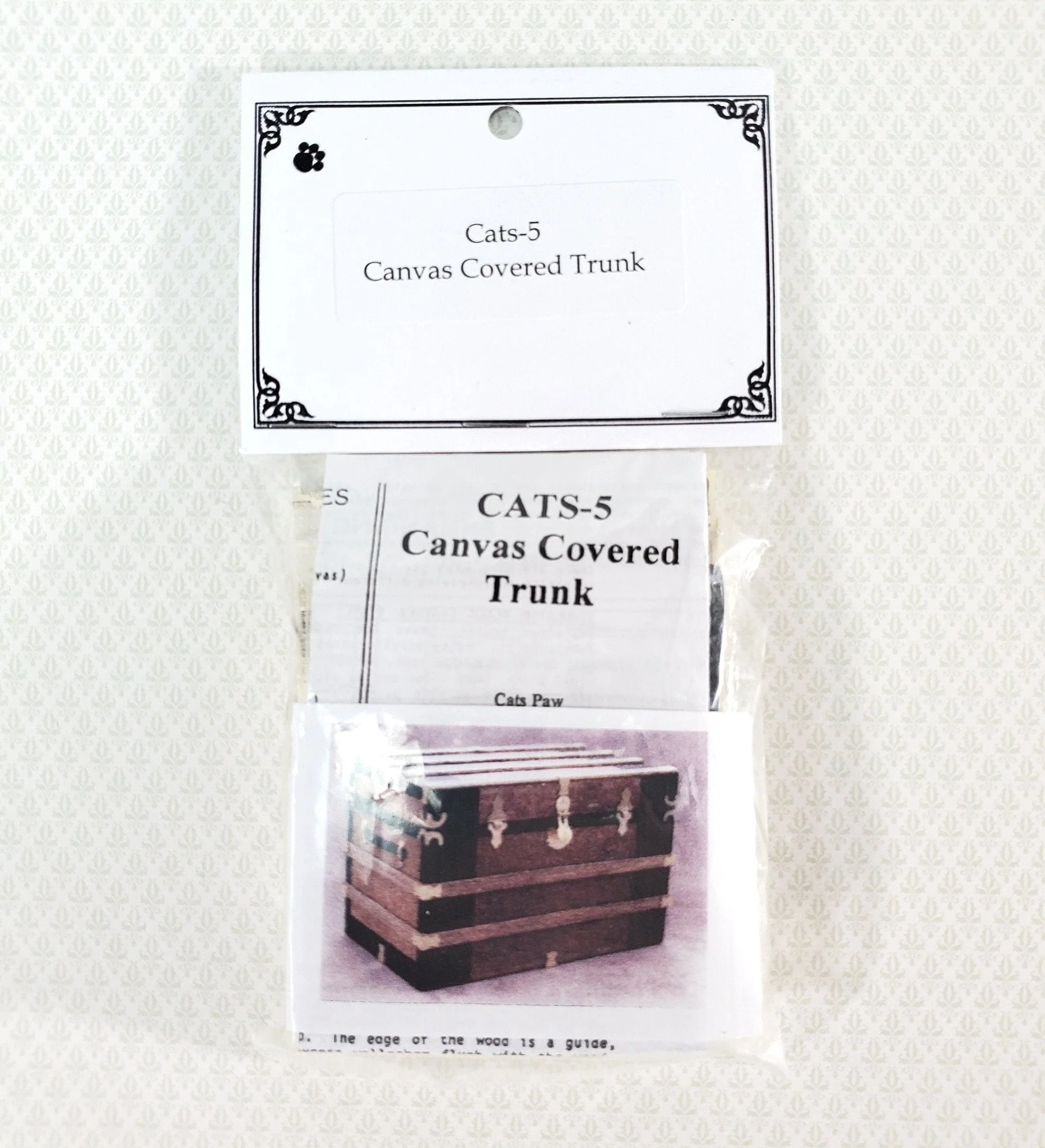 Dollhouse Miniature Trunk Kit Canvas Cover Chest Antique Style 1:12 Scale Furniture - Image 2