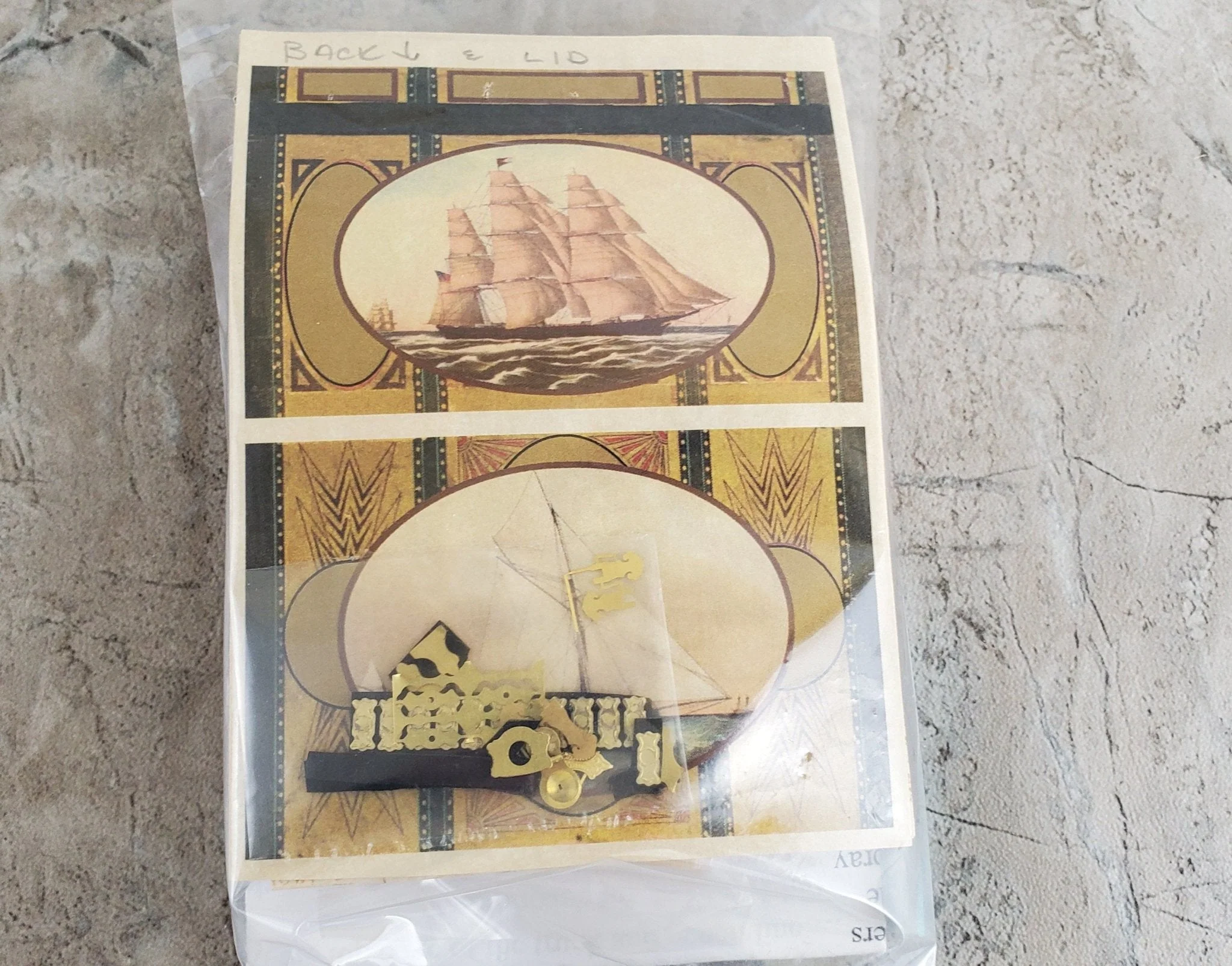 Dollhouse Miniature Trunk Kit Nautical Tall Ship Antique Style 1:12 Scale Furniture - Image 2