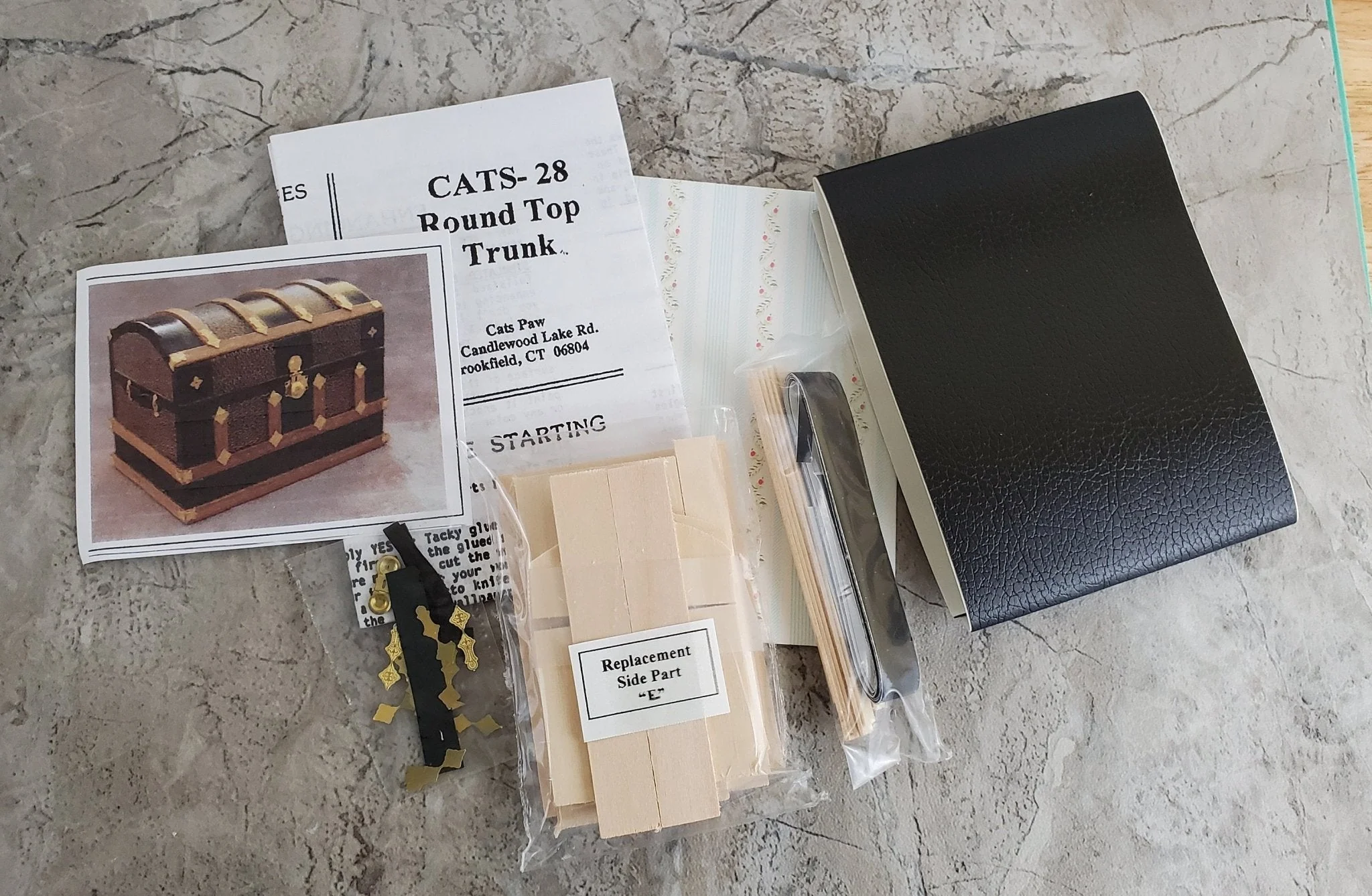 Dollhouse Miniature Trunk Kit Round Top Antique Style 1:12 Scale Furniture - Image 2