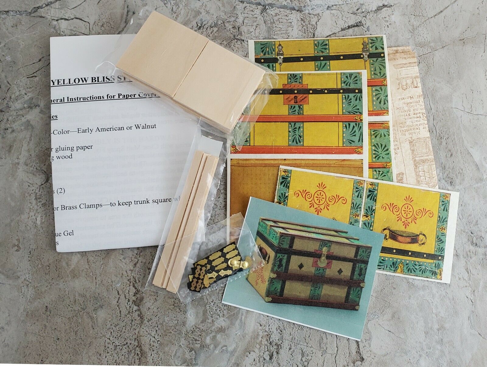 Dollhouse Miniature Trunk Kit Scandinavian Antique Style 1:12 Scale Furniture - Image 2