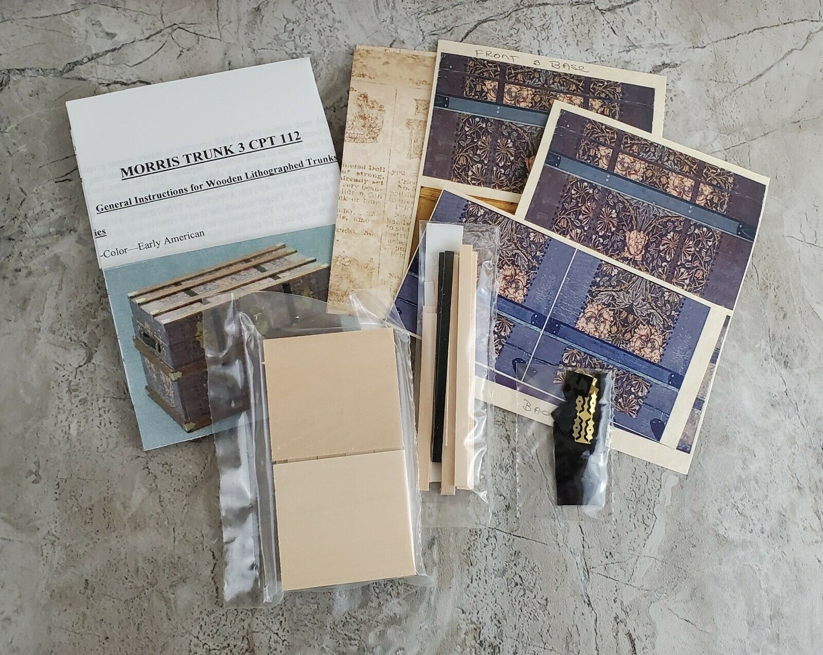 Dollhouse Miniature Trunk Kit William Morris III Antique Style 1:12 Scale - Image 3