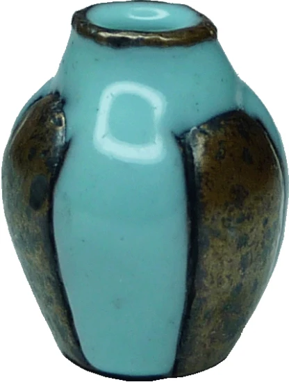 Dollhouse Miniature Turquoise & Black Vase Metal 1:12 Scale Miniature
