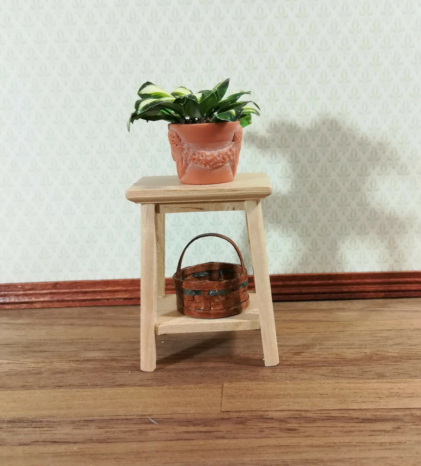 Dollhouse Miniature Unfinished Fern or Plant Stand Side Table 1:12 Scale - Image 2