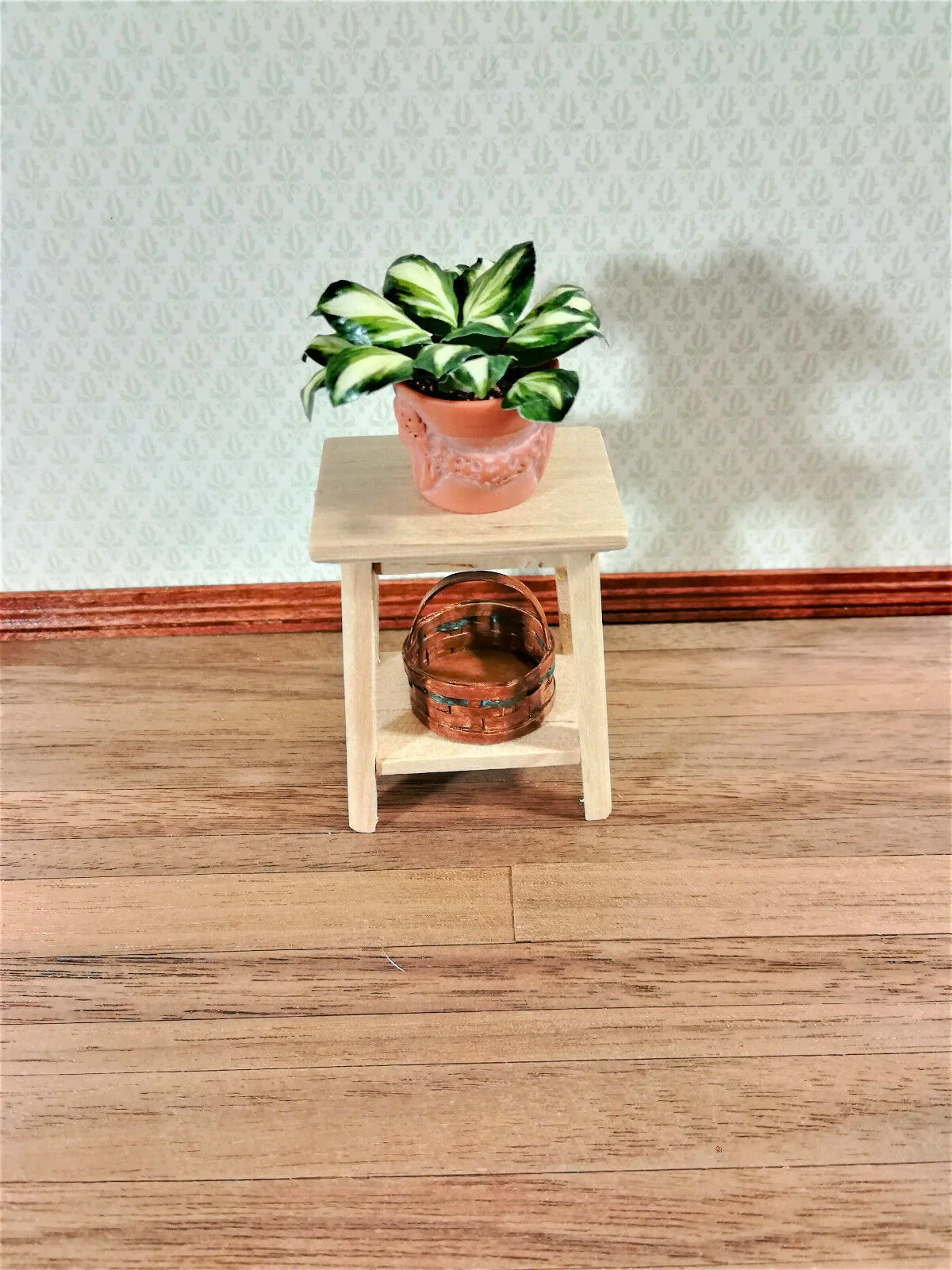 Dollhouse Miniature Unfinished Fern or Plant Stand Side Table 1:12 Scale - Image 3