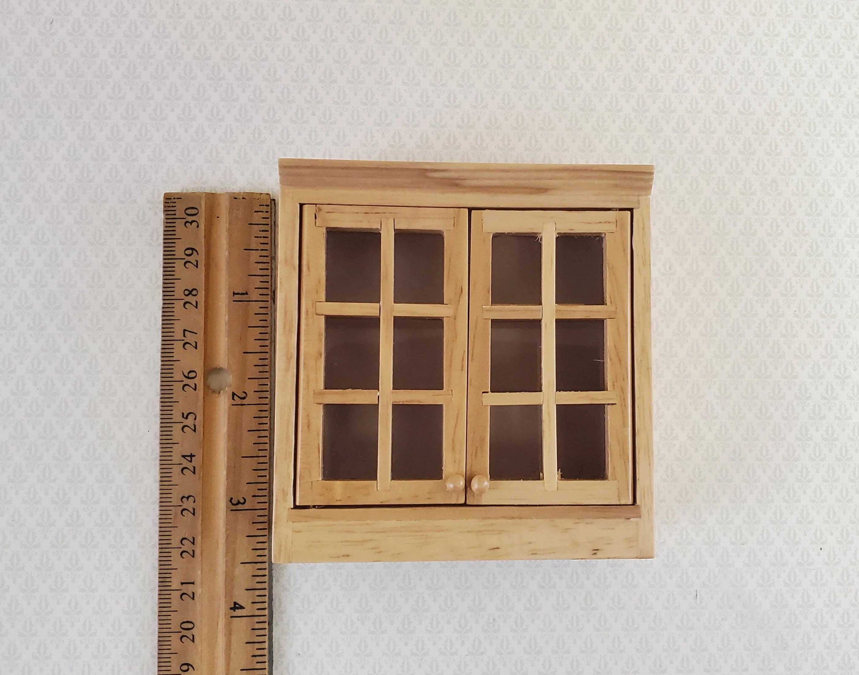 Dollhouse Miniature Upper Kitchen Cabinet Light Oak with Doors 1:12 Scale - Image 4