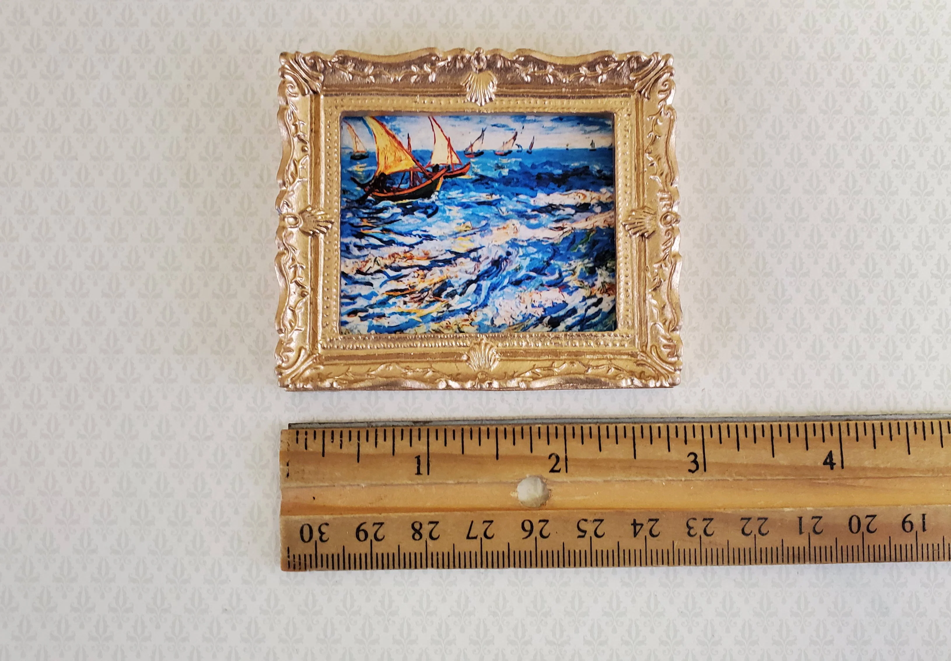 Miniature Van Gogh Fishing Boats at Sea Print Framed Print 1:12 Scale Dollhouse - Image 2