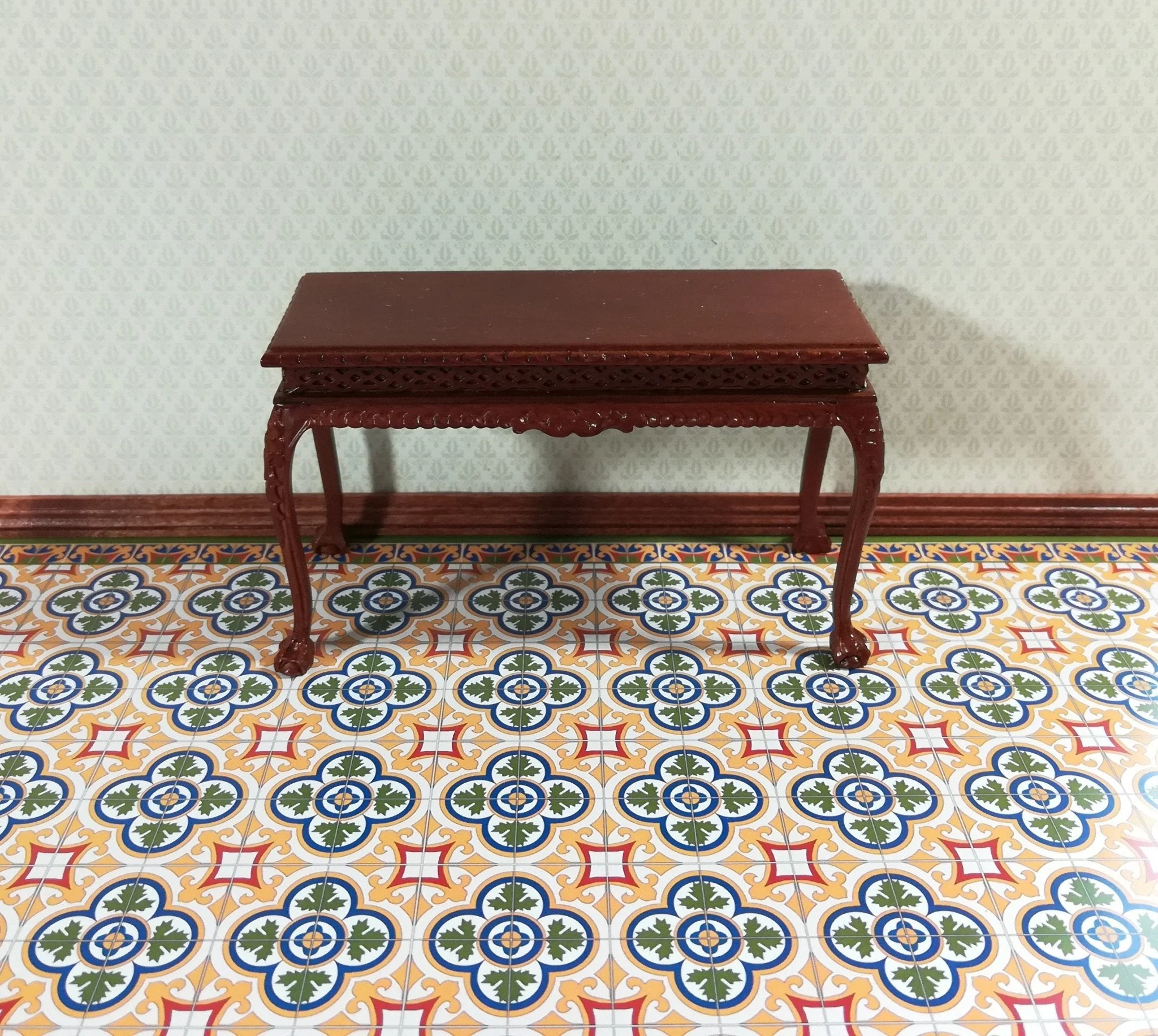 Dollhouse Victorian Tile Large Flooring Sheet Card Stock 1:12 Scale World Model - Image 5