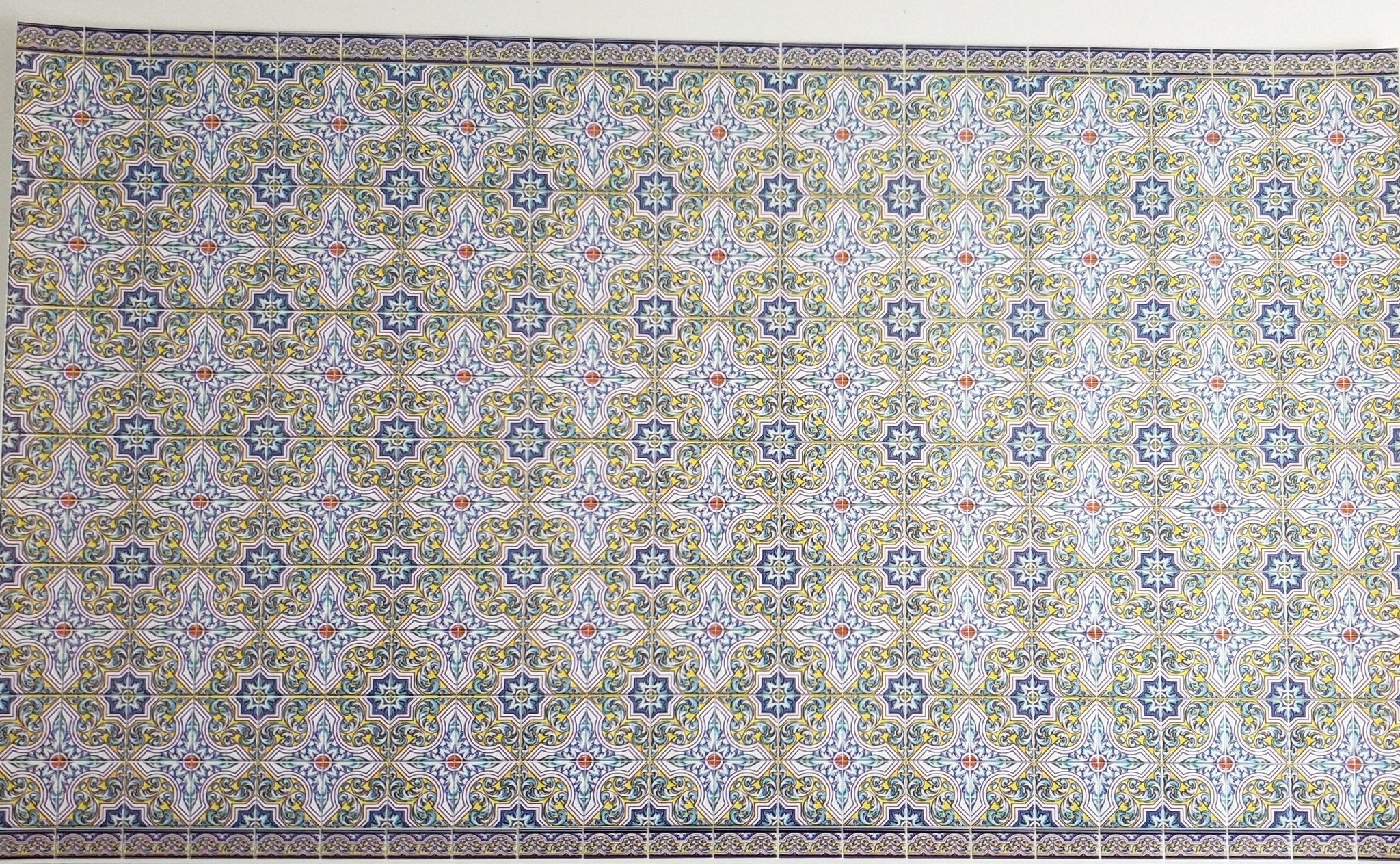 Dollhouse Miniature Wall or Floor Tiles Blues Greens Embossed 1:12 Scale World Model