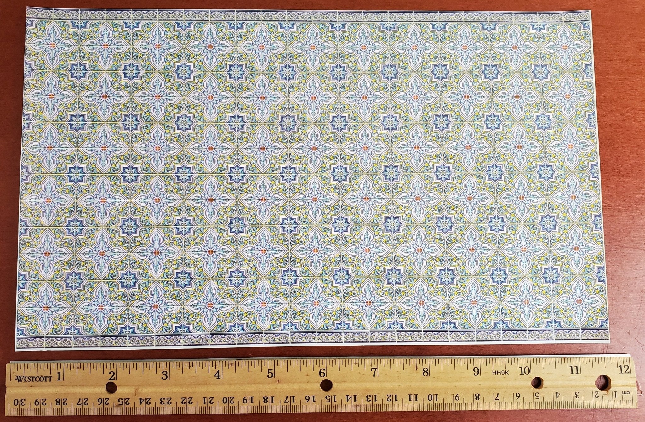 Dollhouse Miniature Wall or Floor Tiles Blues Greens Embossed 1:12 Scale World Model - Image 2