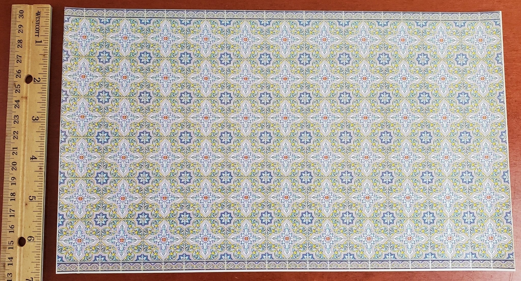 Dollhouse Miniature Wall or Floor Tiles Blues Greens Embossed 1:12 Scale World Model - Image 3