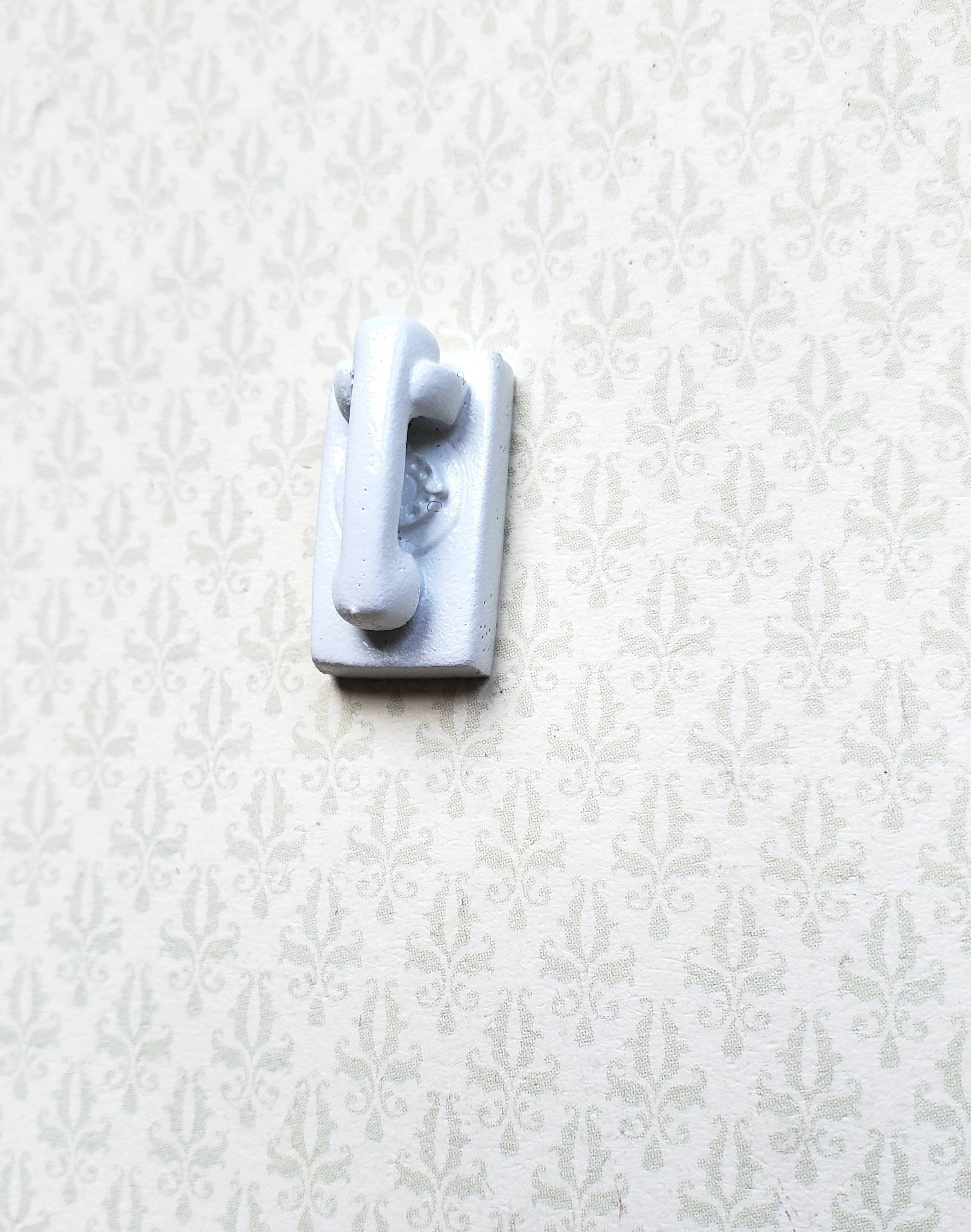 Dollhouse Miniature Wall Telephone Modern 1970s 80s Corded Push Button 1:12 Scale Phone