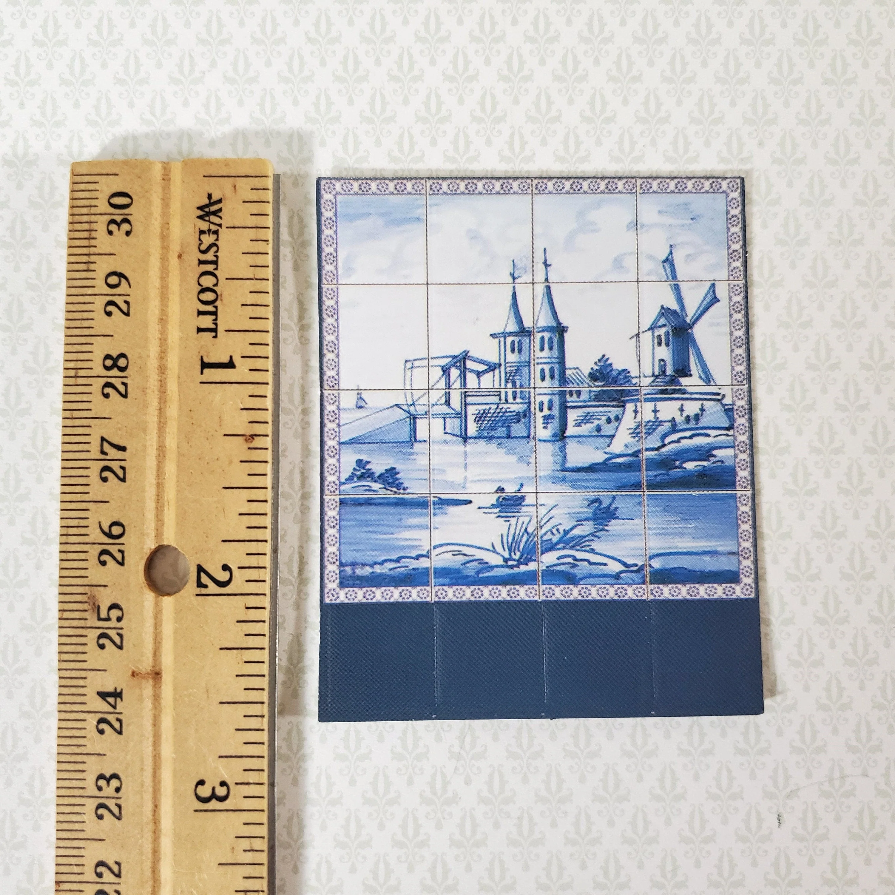 Dollhouse Miniature Wall "Tiles" Embossed Paper Kitchen Windmill Holland Delft 1:12 Scale by World Model - Image 2