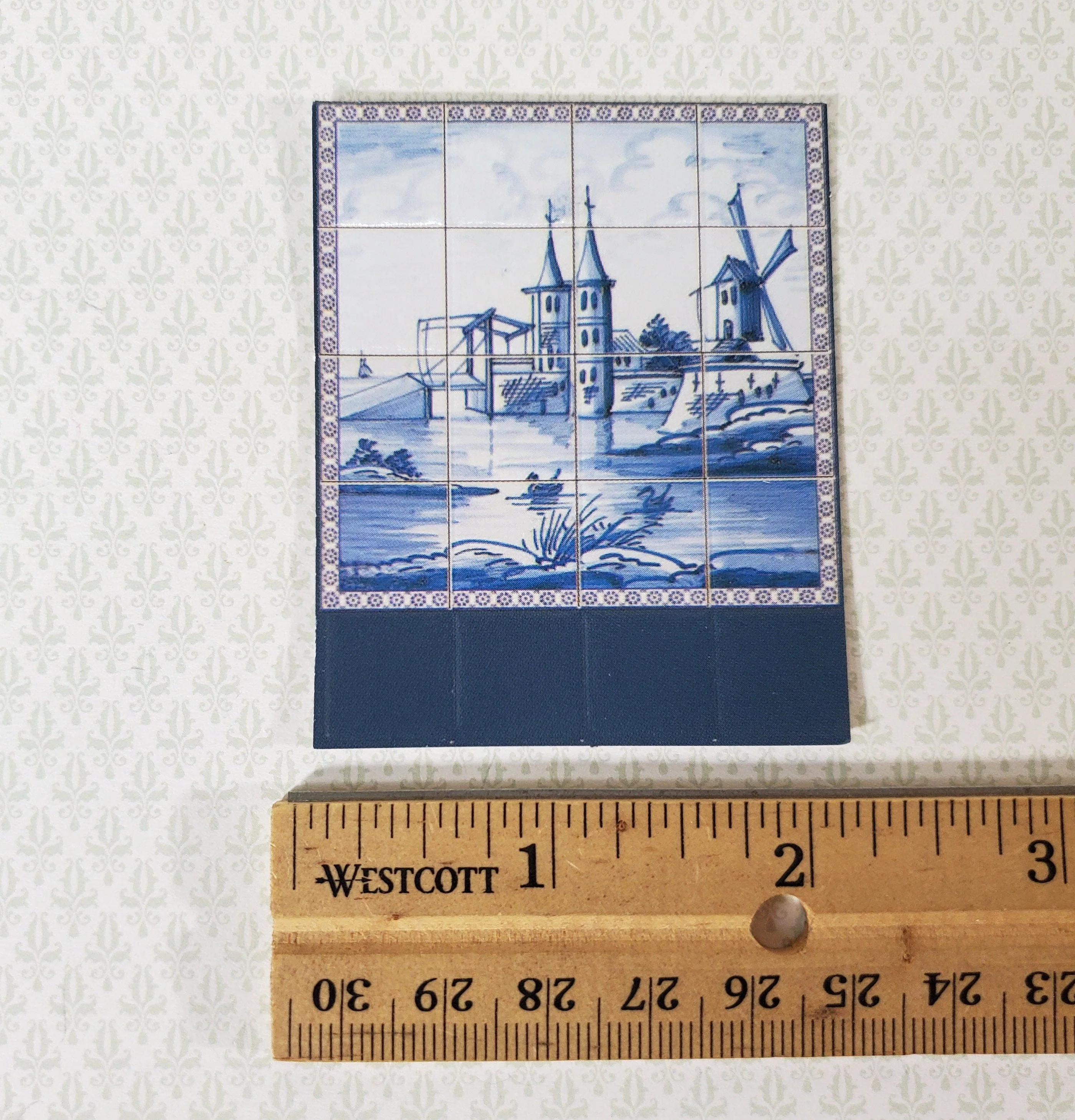 Dollhouse Miniature Wall "Tiles" Embossed Paper Kitchen Windmill Holland Delft 1:12 Scale by World Model - Image 3