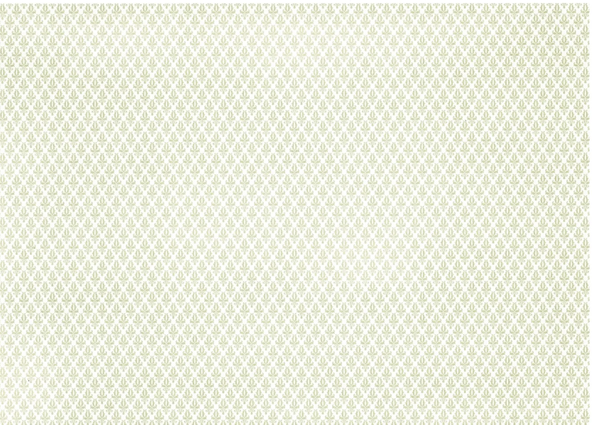 Dollhouse Miniature Wallpaper Brodnax Damask Cream Pale Green & Cream 1:12 Scale