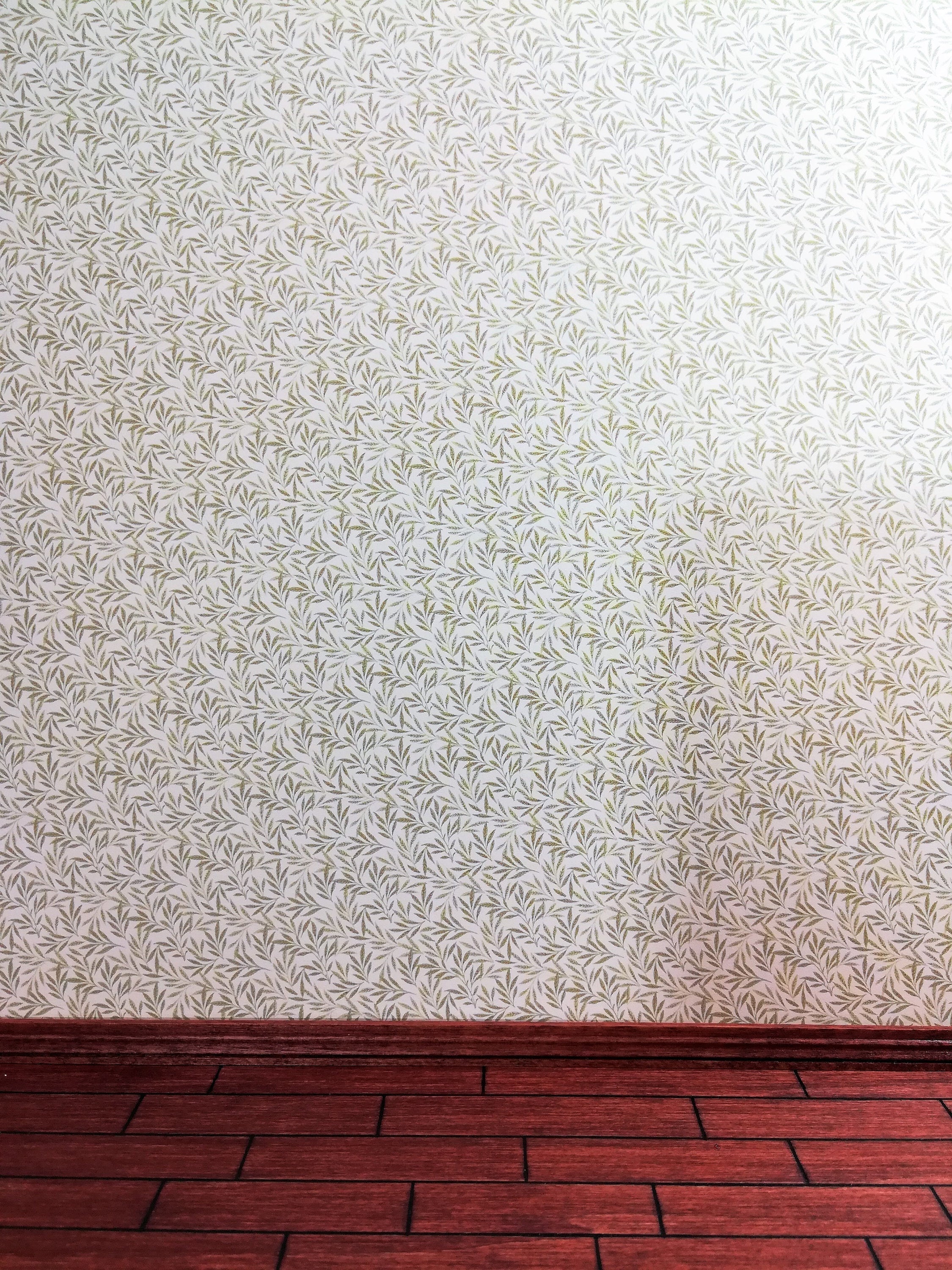 Dollhouse Miniature Wallpaper Brodnax Green & Cream Leaves "Willow" 1:12 Scale - Image 3