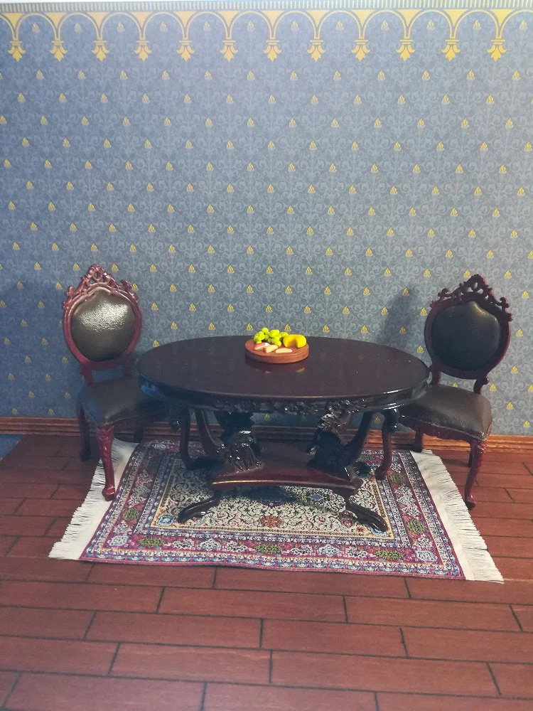 Dollhouse Miniature Wallpaper Brodnax Victorian Blue & Gold "Flambeau" 1:12 Scale - Image 4